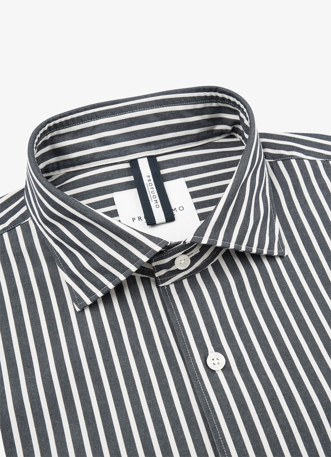Profuomo Regular fit overhemd met streepprint - detail 4 donkerblauw