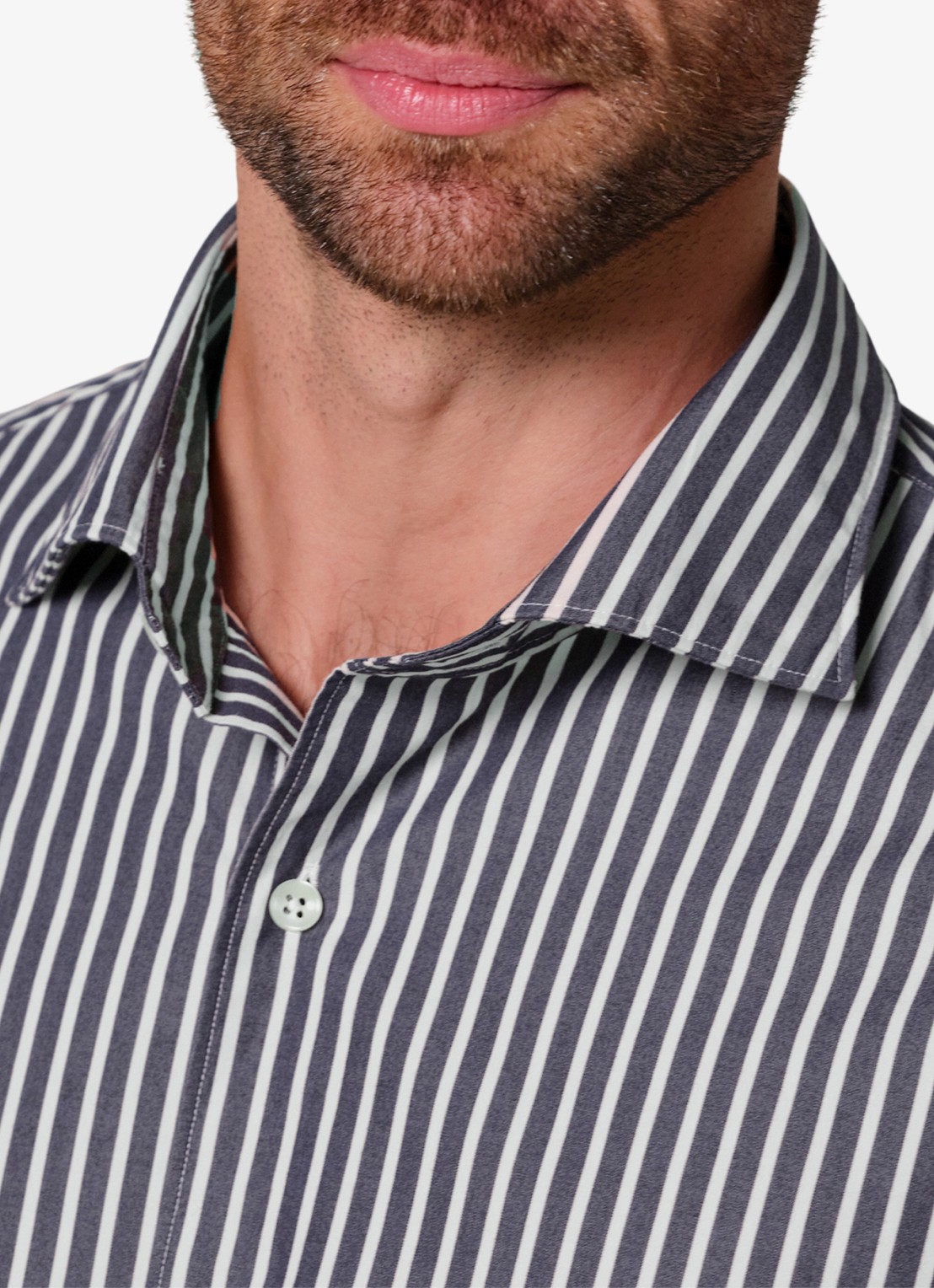 Profuomo Regular fit overhemd met streepprint - detail 5 donkerblauw