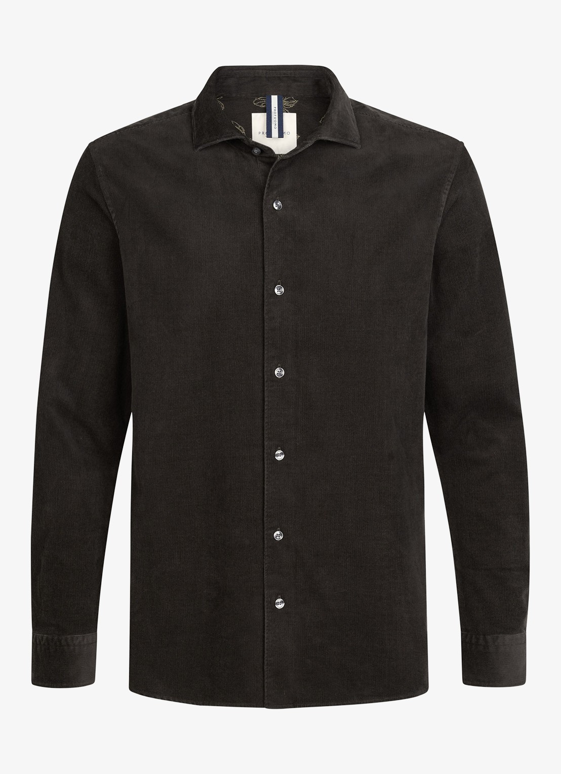 Profuomo Regular fit overhemd van corduroy - voorkant 5 donkerbruin