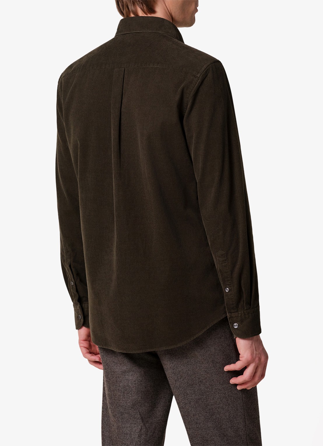 Profuomo Regular fit overhemd van corduroy - achterkant 6 donkergroen