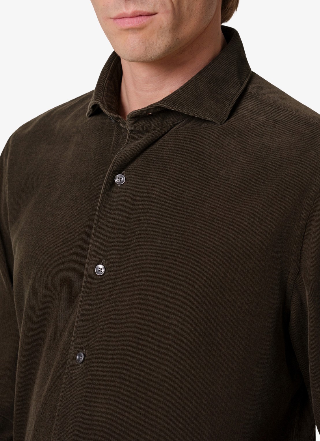Profuomo Regular fit overhemd van corduroy - detail 3 donkergroen