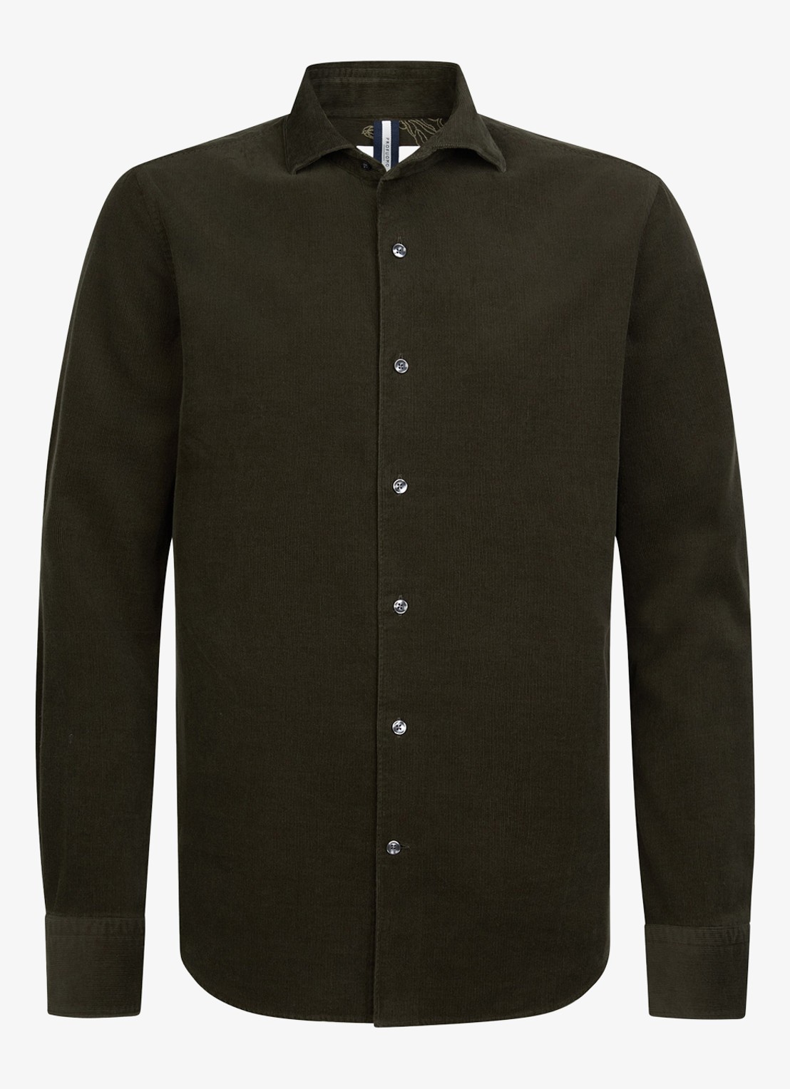 Profuomo Regular fit overhemd van corduroy - voorkant 4 donkergroen