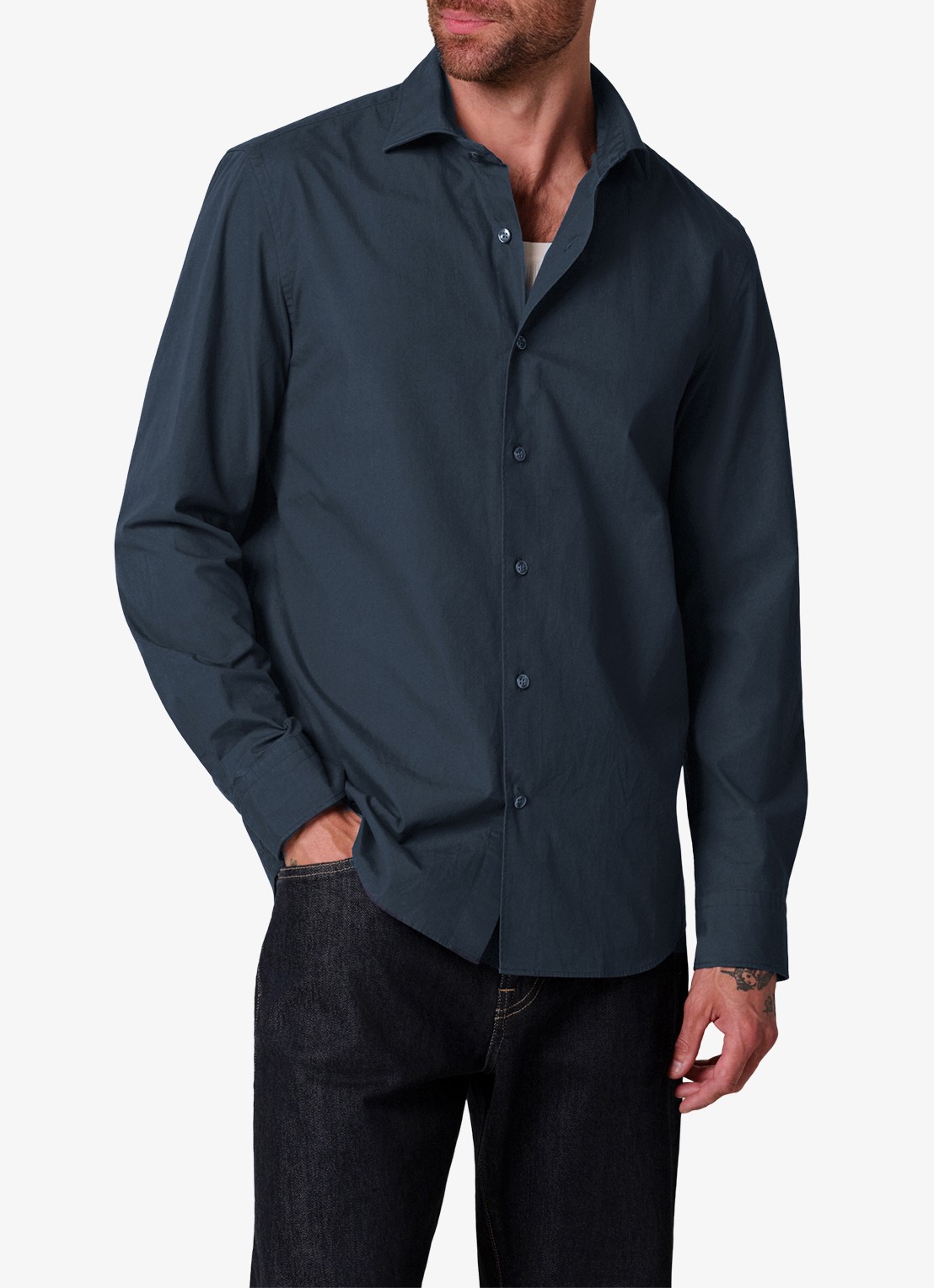 Profuomo Regular fit overhemd - detail donkerblauw