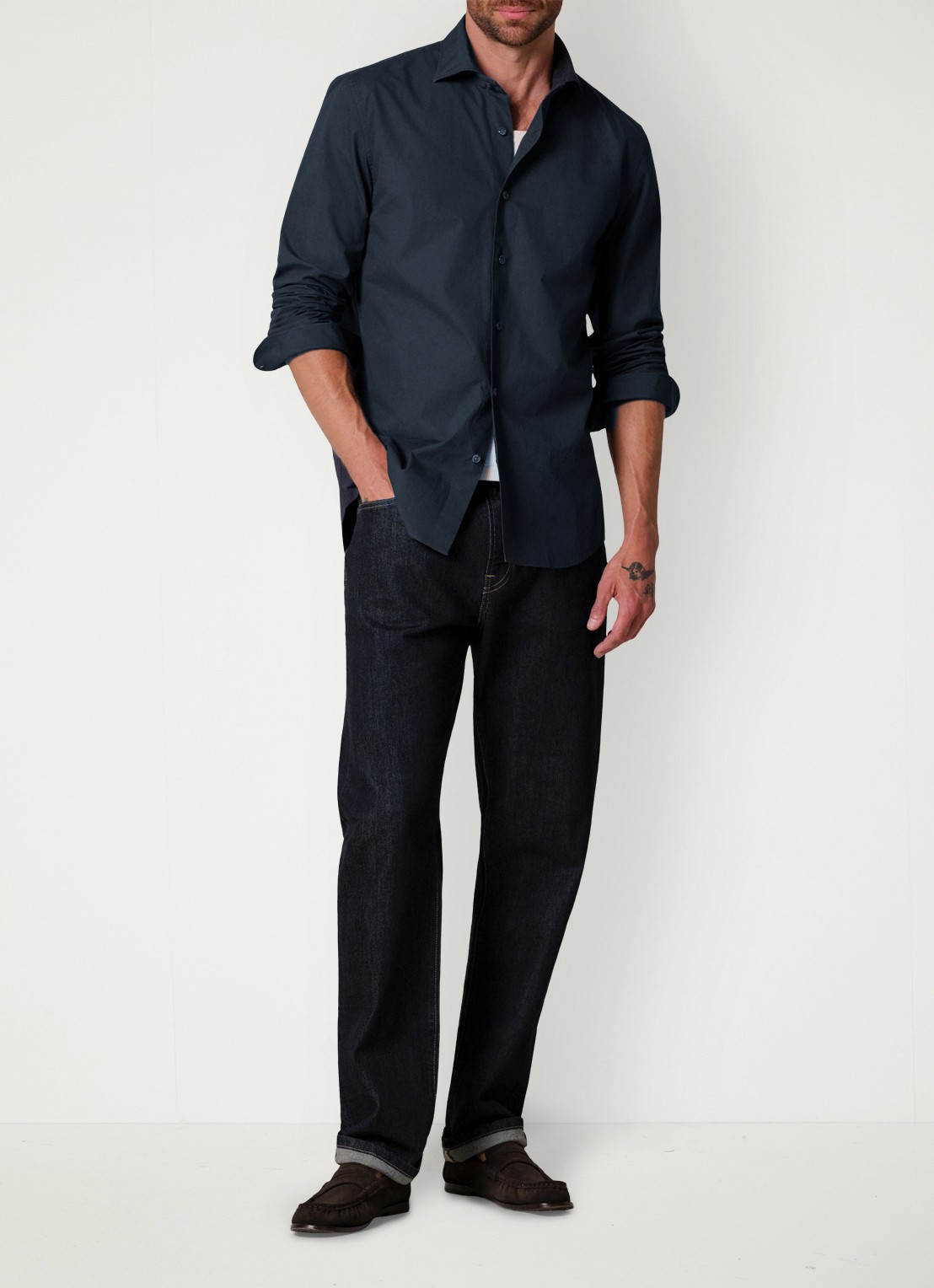 Profuomo Regular fit overhemd - voorkant 6 donkerblauw
