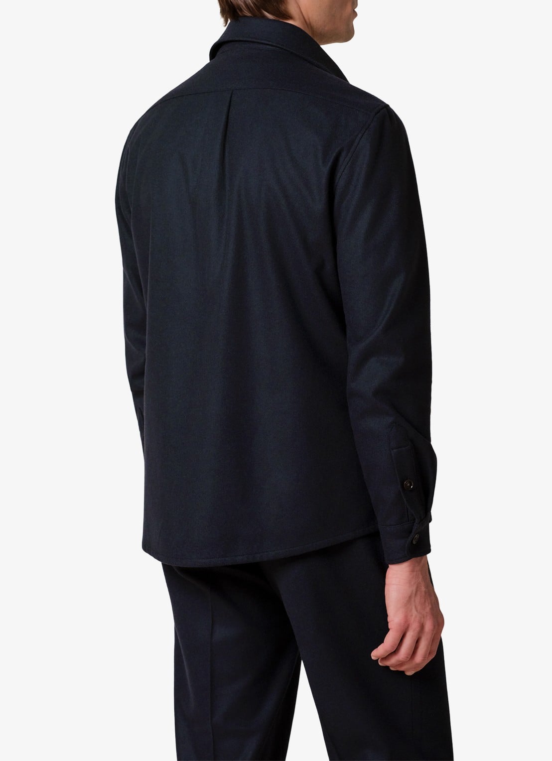 Profuomo Regular fit overshirt in kasjmierblend met borstzak - achterkant donkerblauw