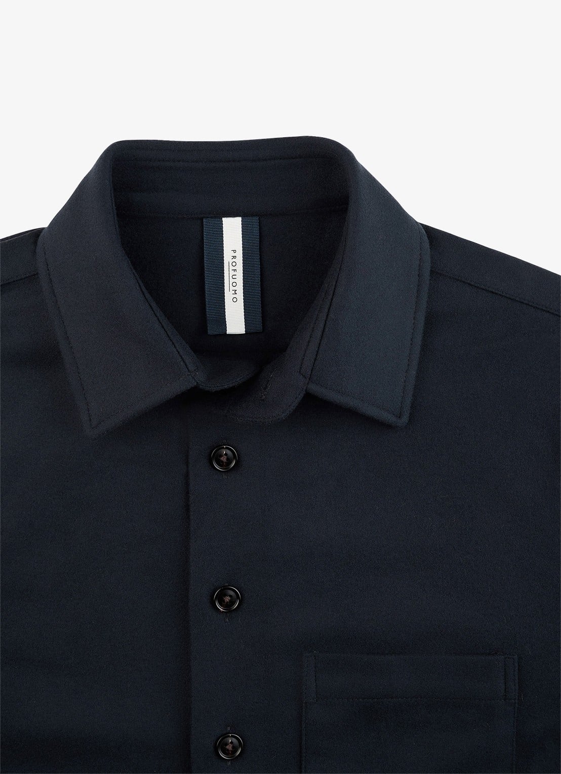 Profuomo Regular fit overshirt in kasjmierblend met borstzak - detail 3 donkerblauw