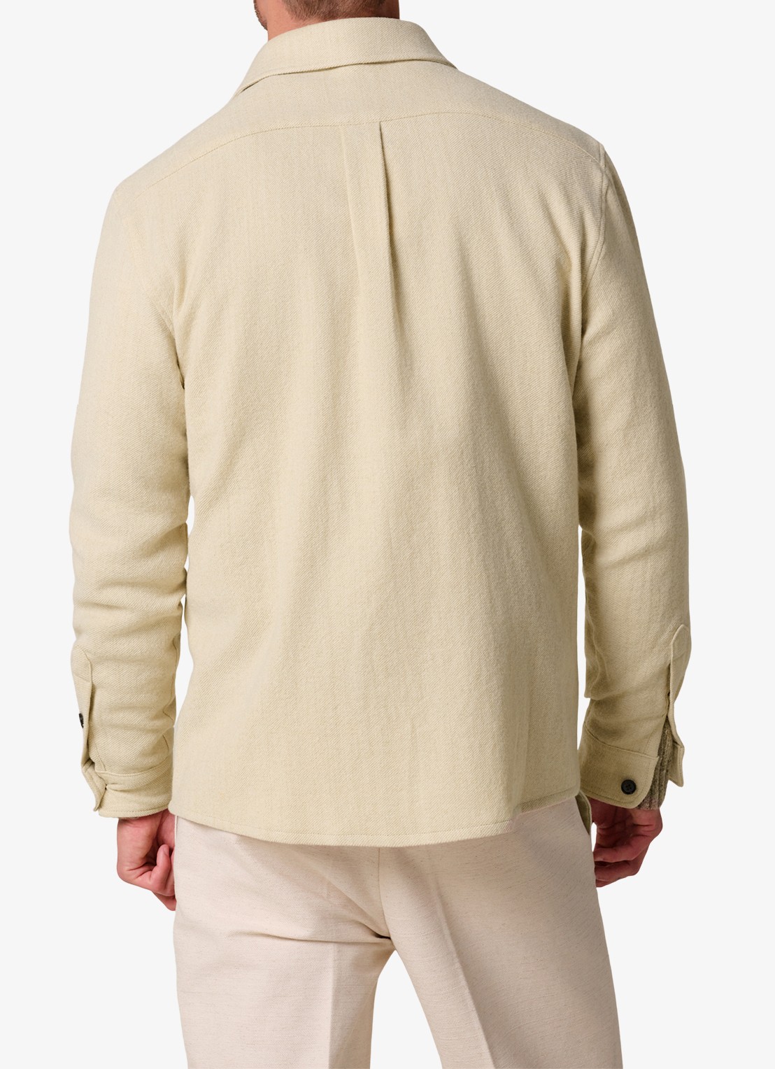 Profuomo Regular fit overshirt in wolblend met borstzak - achterkant 3 zand