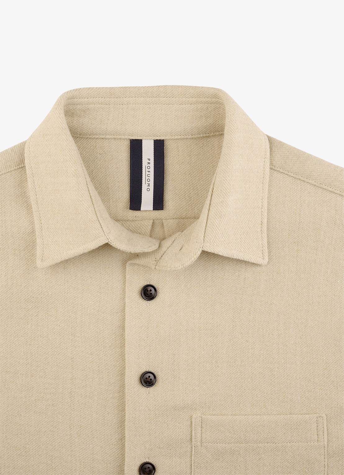 Profuomo Regular fit overshirt in wolblend met borstzak - detail 6 zand