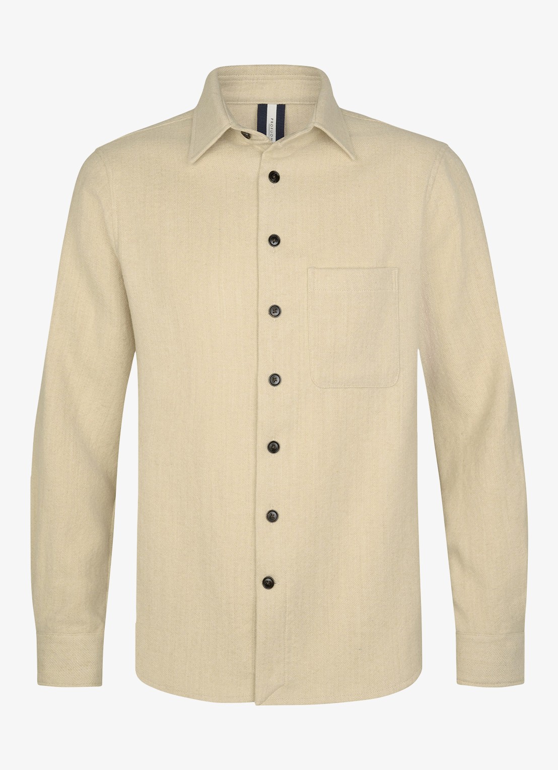 Profuomo Regular fit overshirt in wolblend met borstzak - voorkant zand