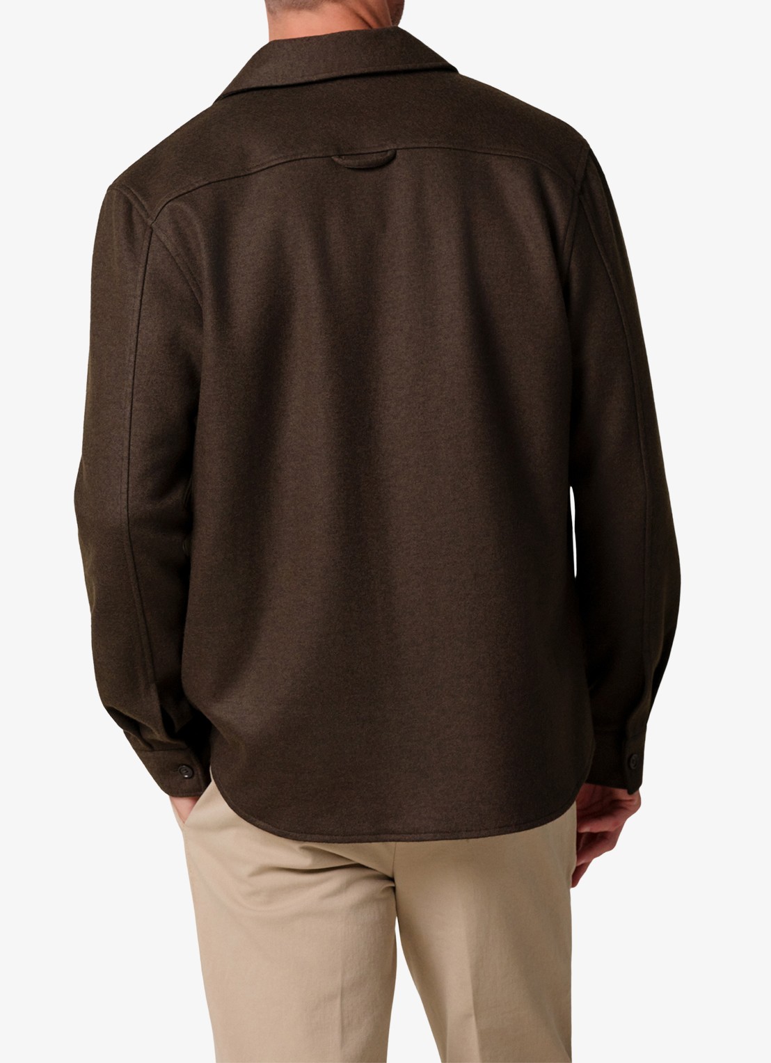 Profuomo Regular fit overshirt in wolblend met klepzakken - achterkant 3 donkergroen