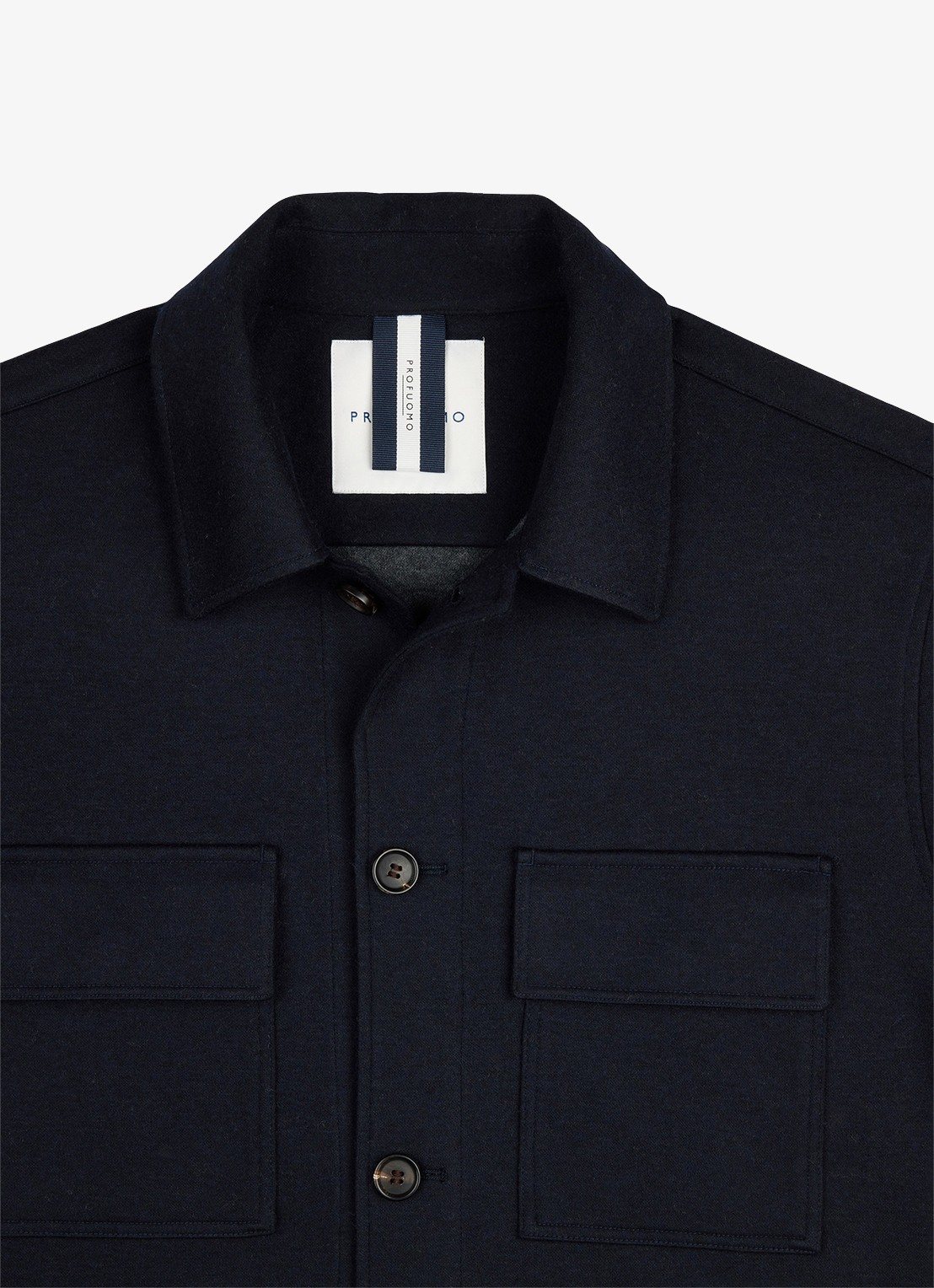 Profuomo Regular fit overshirt in wolblend met klepzakken - detail 4 donkerblauw