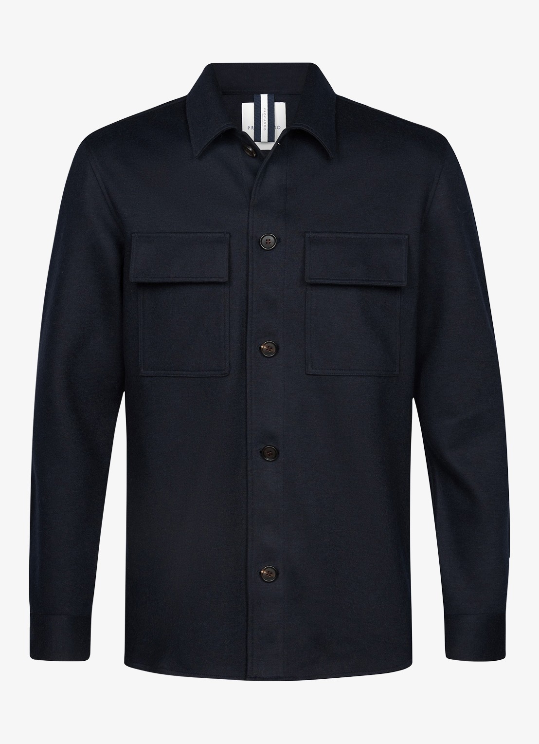 Profuomo Regular fit overshirt in wolblend met klepzakken - detail 6 donkerblauw