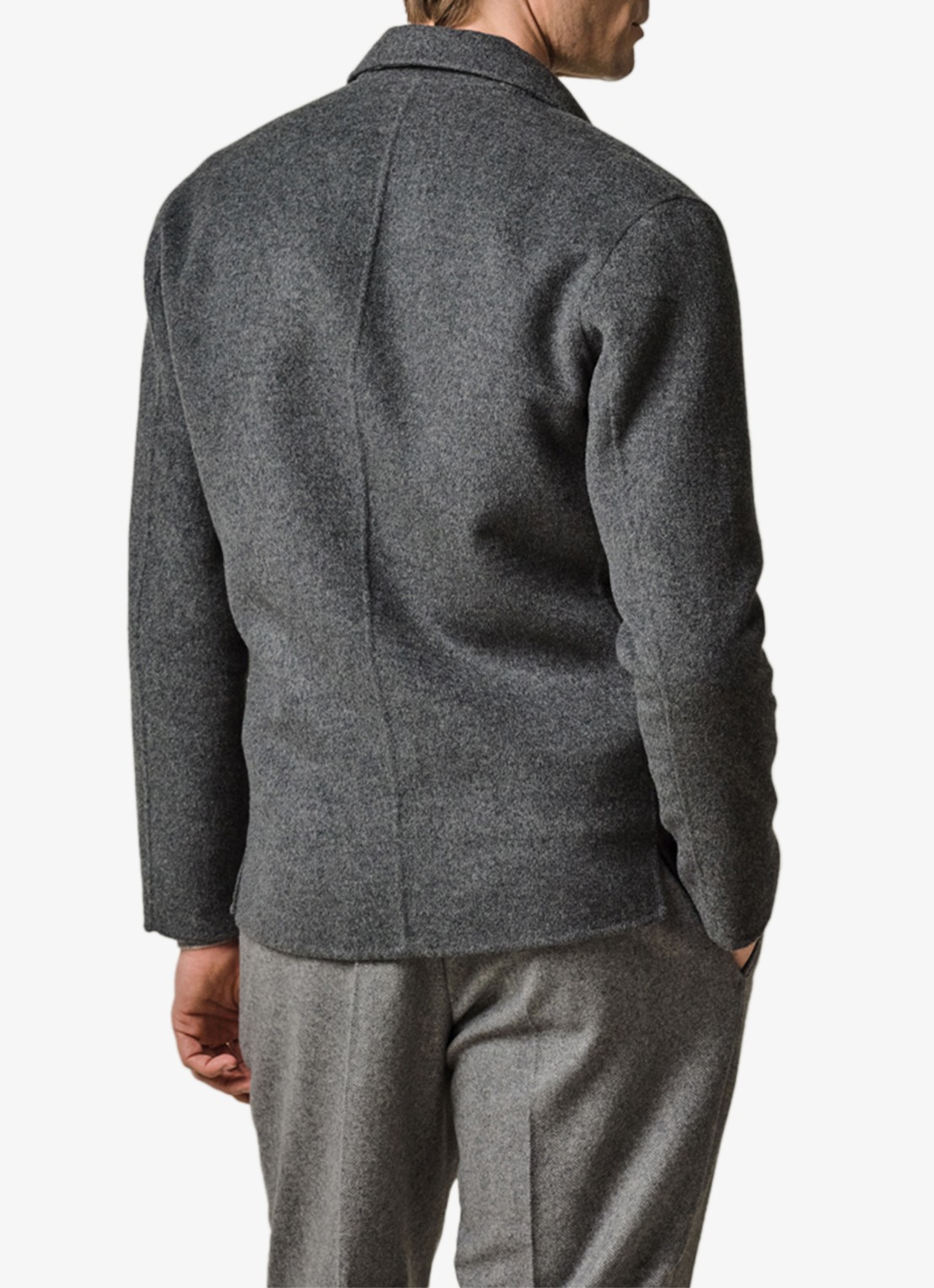 Profuomo Regular fit overshirt in wolblend - achterkant lichtgrijs