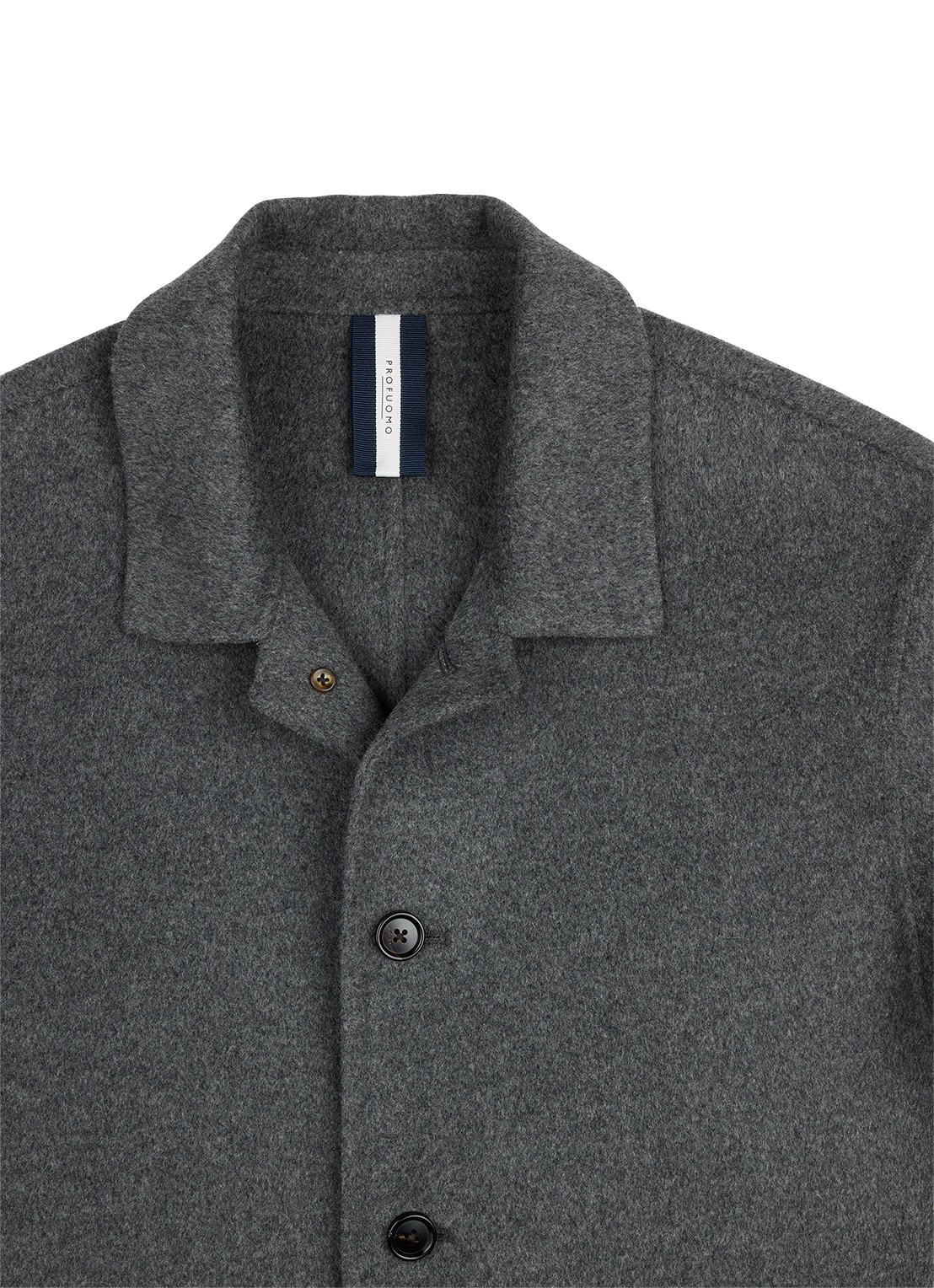 Profuomo Regular fit overshirt in wolblend - detail 6 lichtgrijs