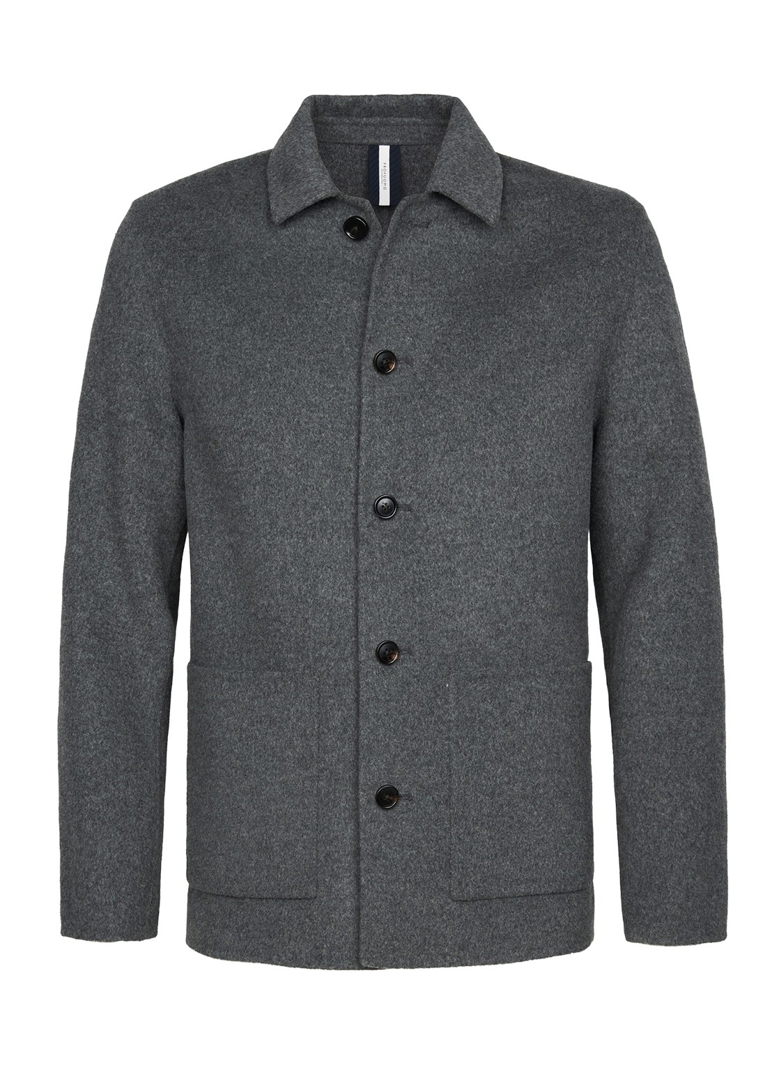 Profuomo Regular fit overshirt in wolblend - voorkant 2 lichtgrijs