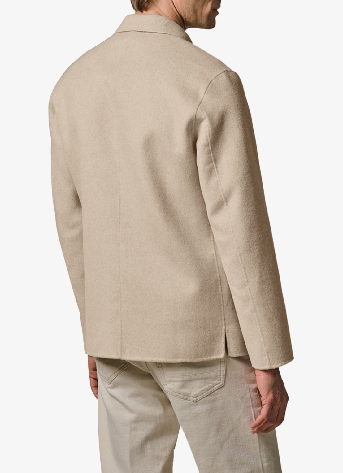 Profuomo Regular fit overshirt in wolblend - achterkant zand
