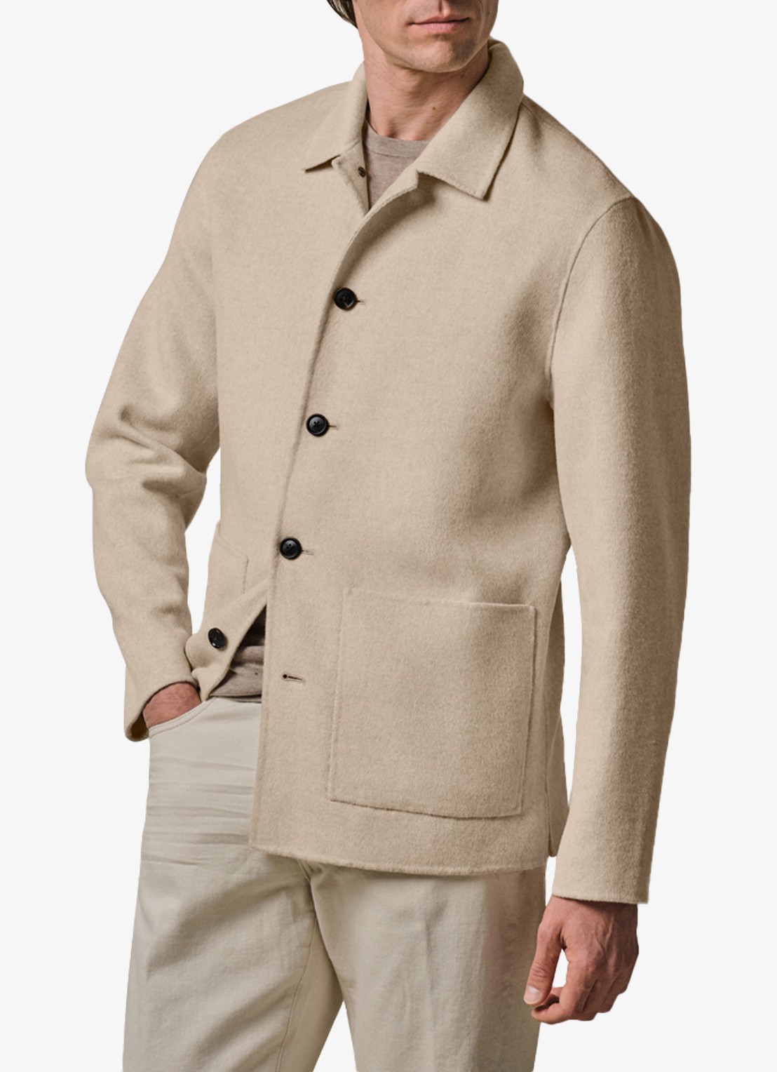 Profuomo Regular fit overshirt in wolblend - detail 4 zand