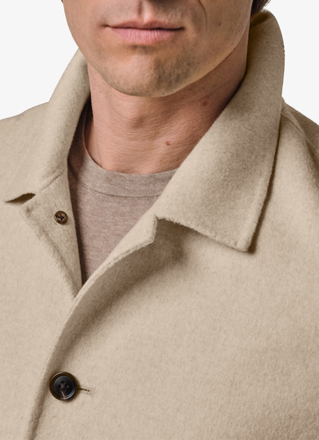 Profuomo Regular fit overshirt in wolblend - detail 6 zand