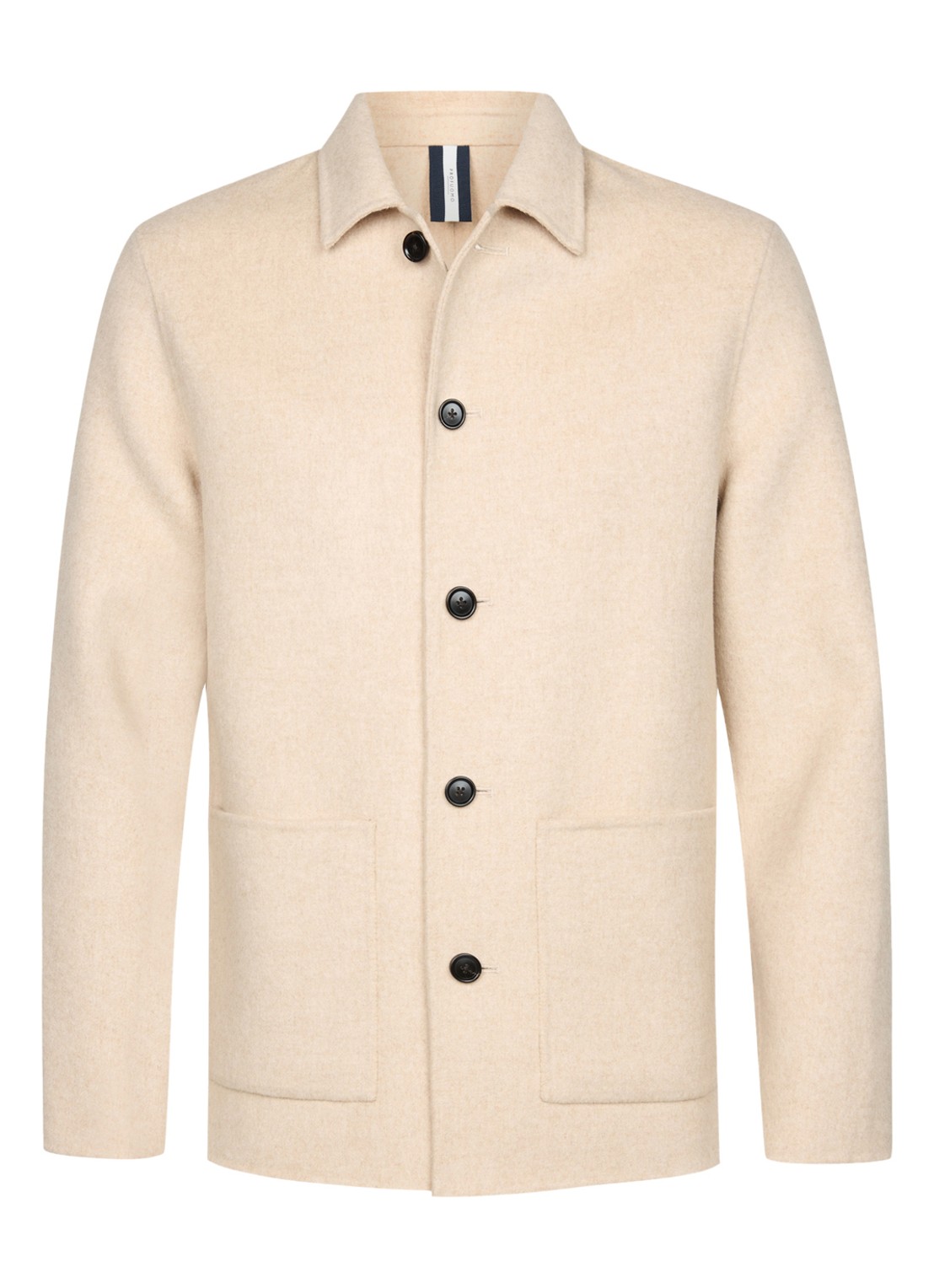 Profuomo Regular fit overshirt in wolblend - voorkant 2 zand
