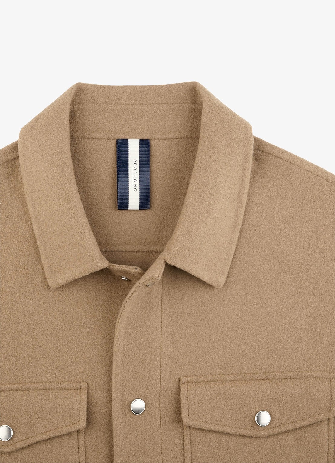 Profuomo Regular fit overshirt in wolblend - detail 2 camel