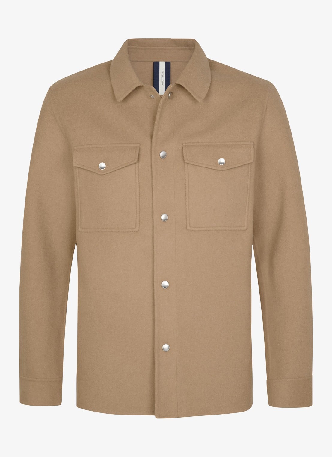 Profuomo Regular fit overshirt in wolblend - voorkant 5 camel