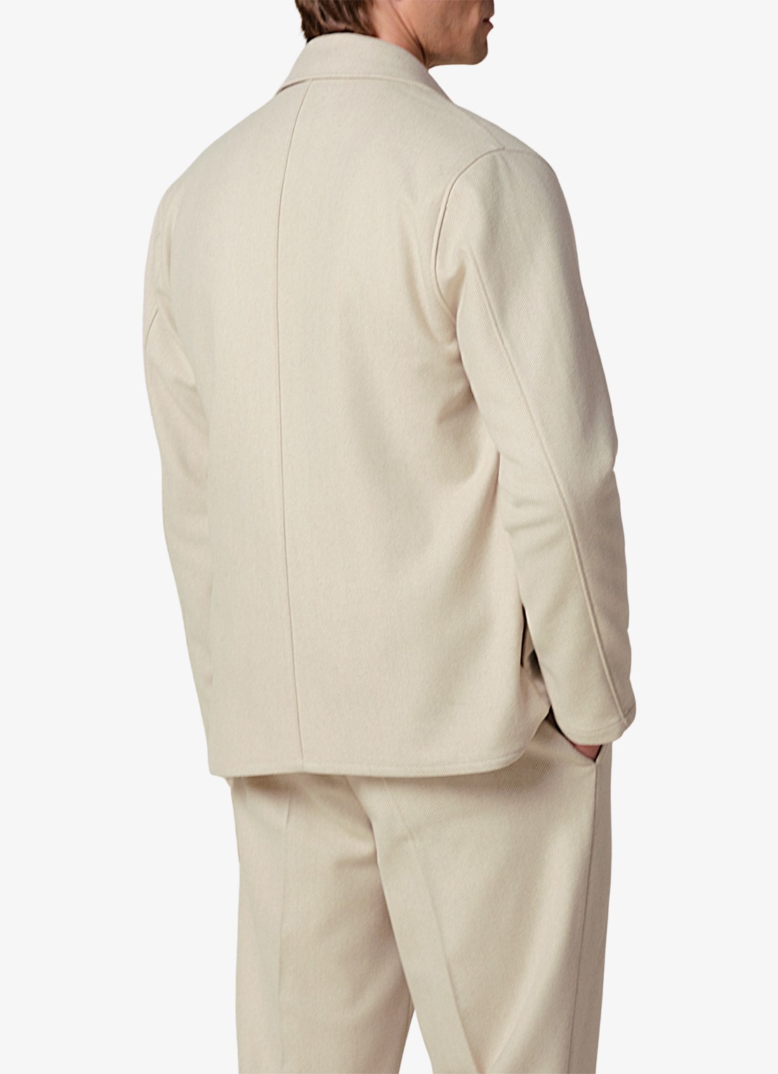 Profuomo Regular fit overshirt met visgraatdessin van wol - achterkant 4 beige