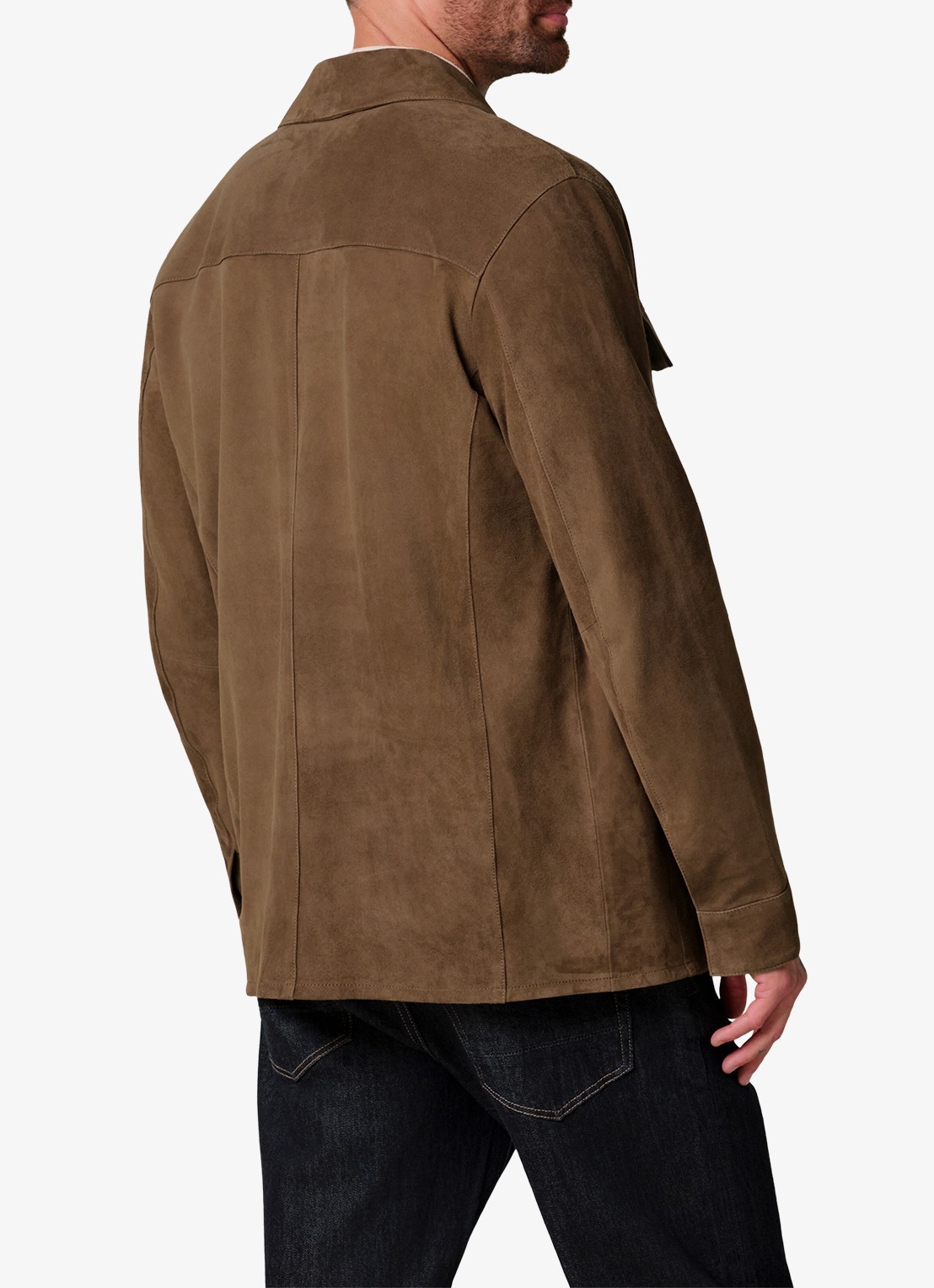 Profuomo Regular fit overshirt van suède - achterkant 6 bruin
