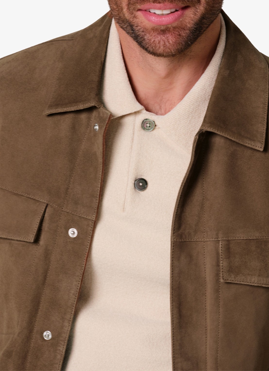 Profuomo Regular fit overshirt van suède - detail 4 bruin