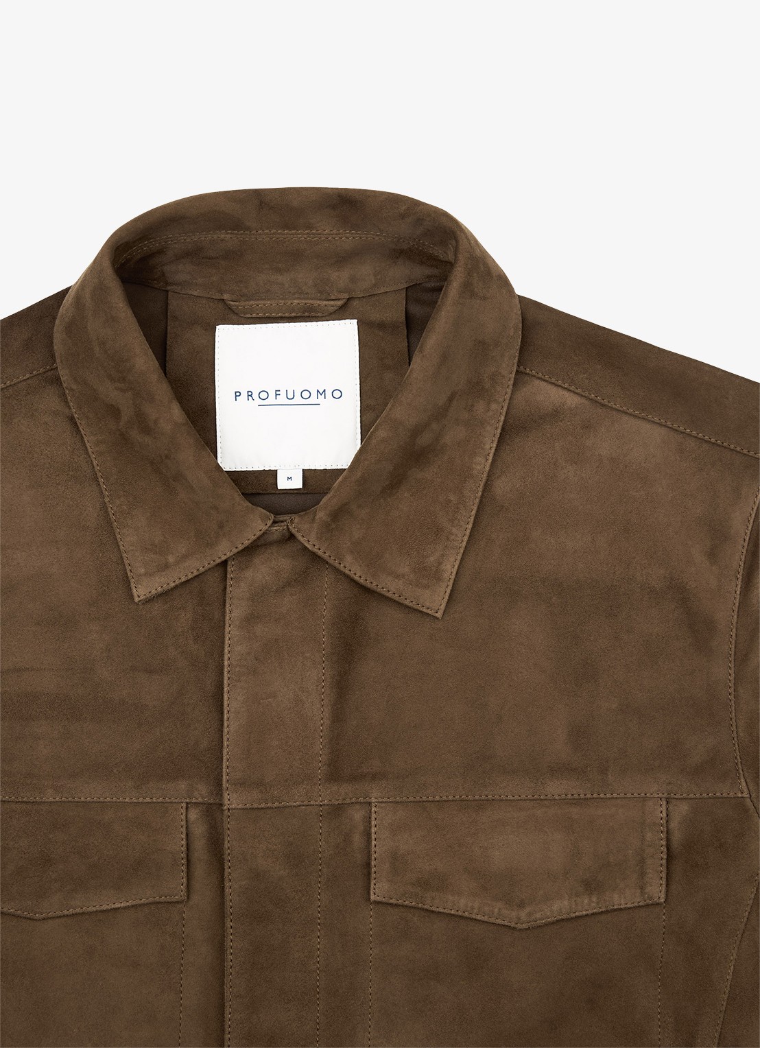 Profuomo Regular fit overshirt van suède - detail 5 bruin