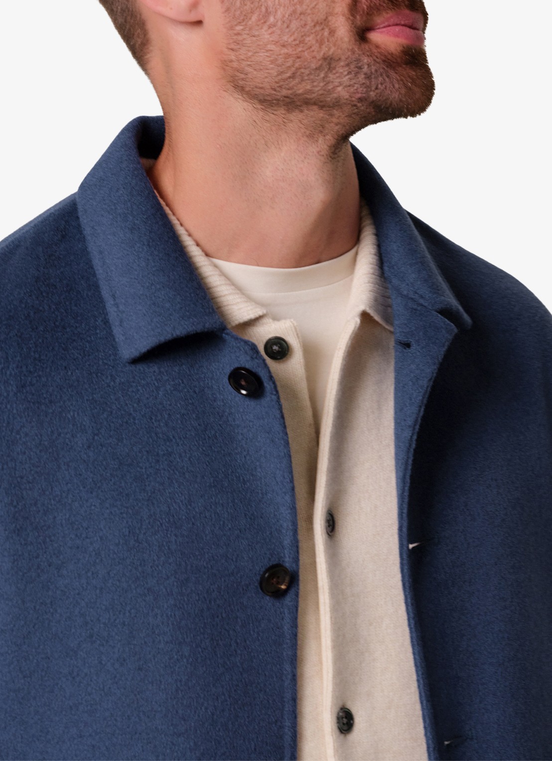 Profuomo Regular fit overshirt van wol met opgestike zakken - detail 5 blauw