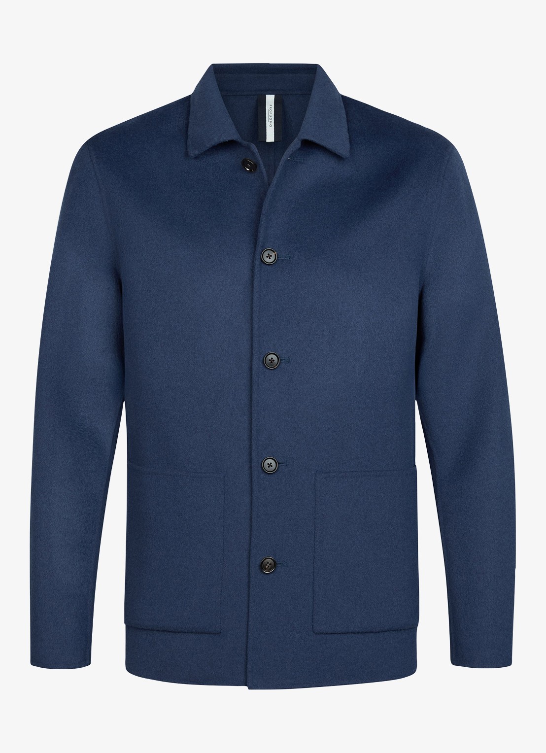Profuomo Regular fit overshirt van wol met opgestike zakken - voorkant blauw