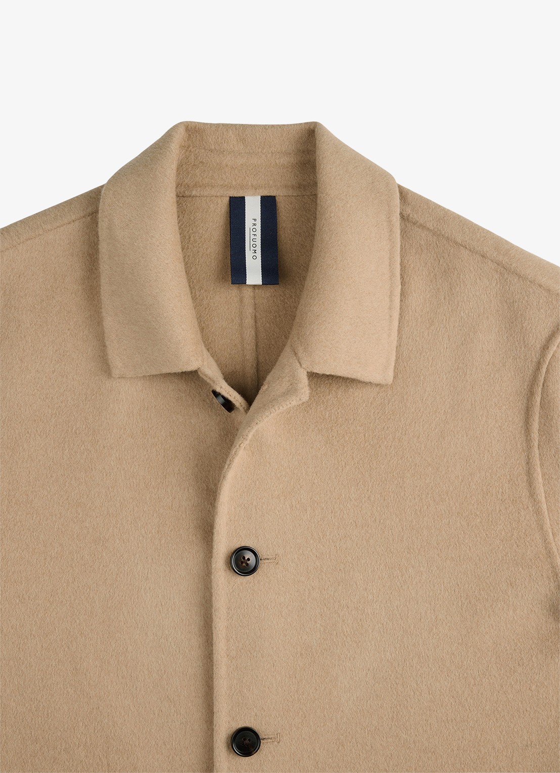 Profuomo Regular fit overshirt van wol met opgestike zakken - detail 5 camel