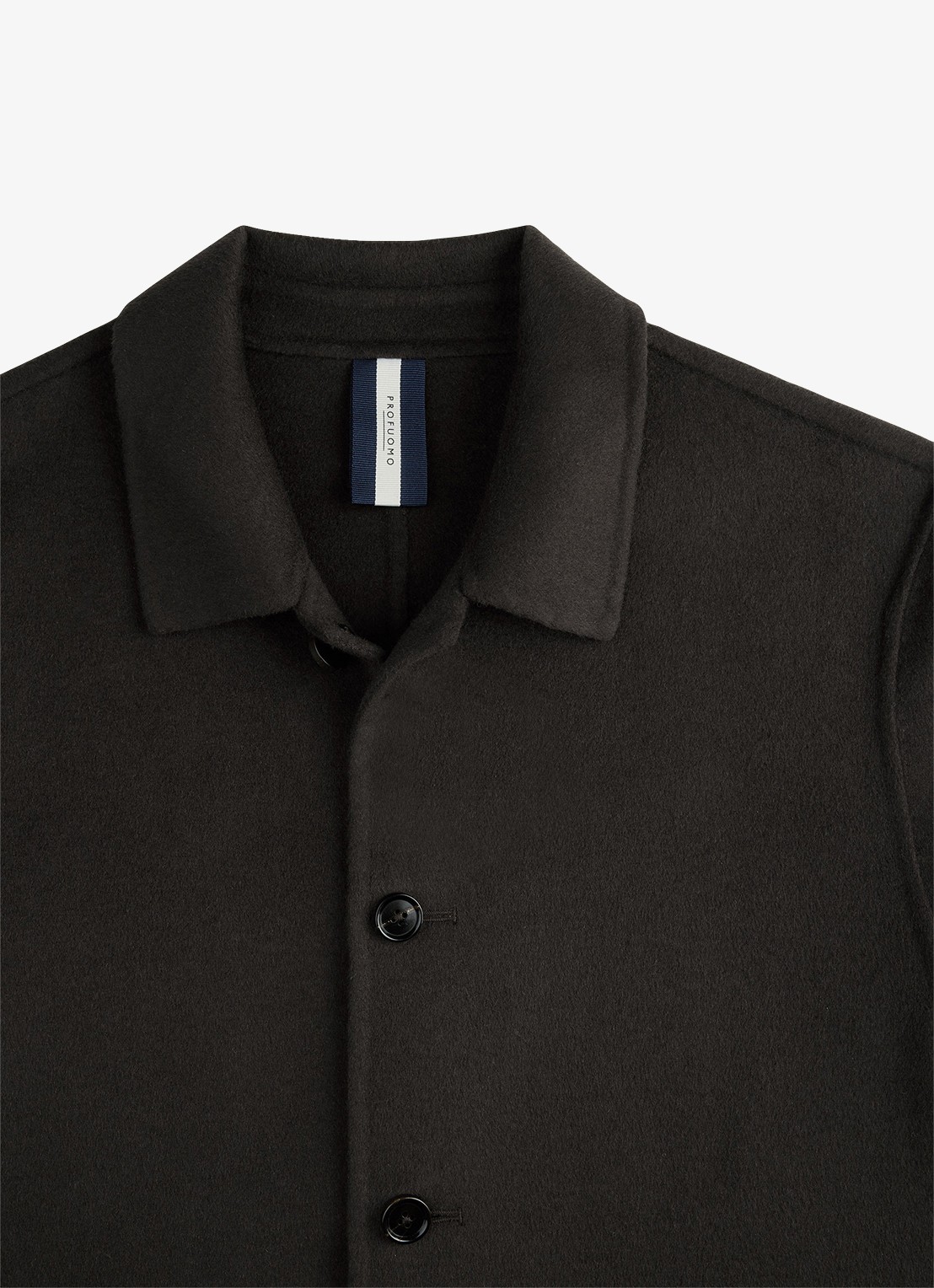 Profuomo Regular fit overshirt van wol met opgestike zakken - detail 5 donkerbruin