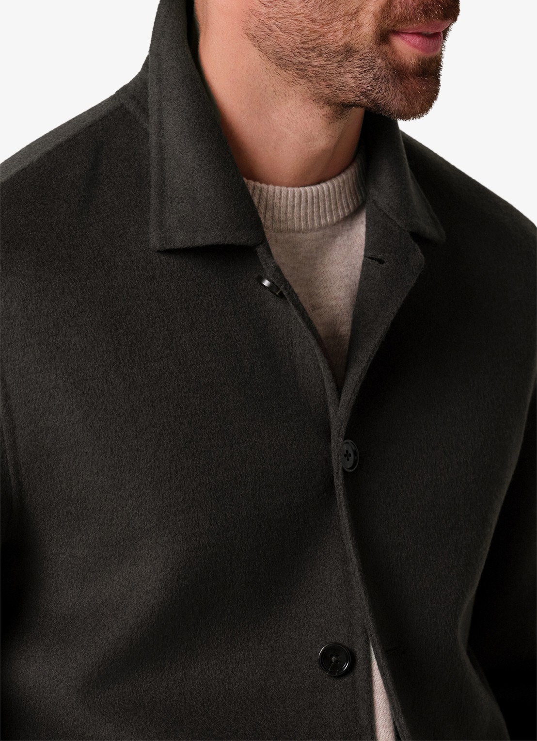 Profuomo Regular fit overshirt van wol met opgestike zakken - detail 6 donkerbruin