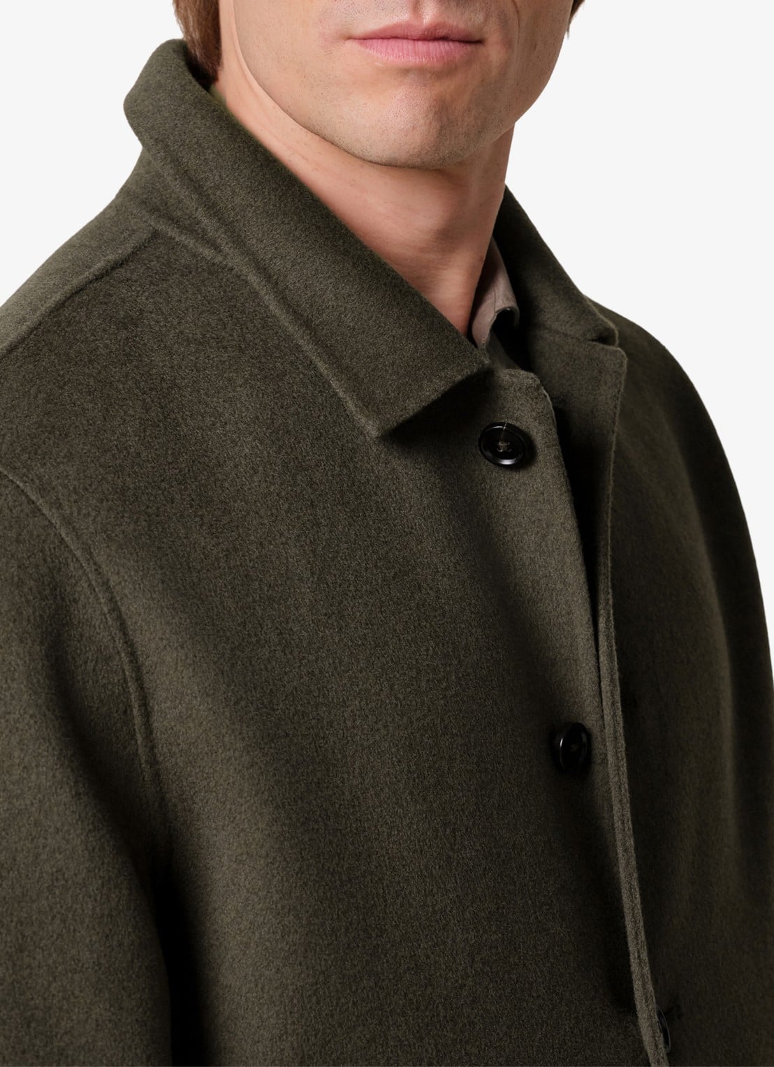 Profuomo Regular fit overshirt van wol met opgestike zakken - detail 6 donkergroen