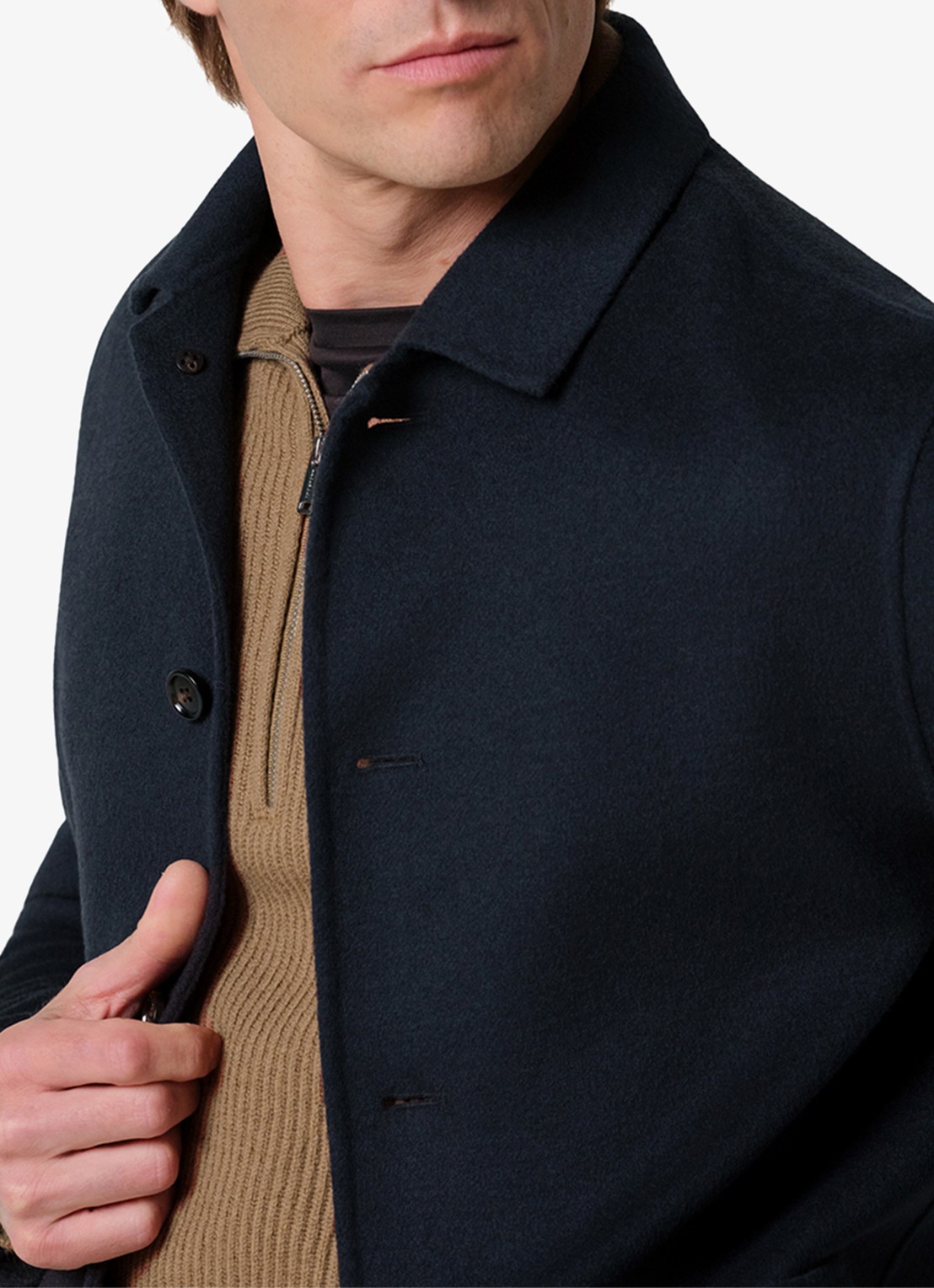 Profuomo Regular fit overshirt van wol met opgestike zakken - detail 6 donkerblauw