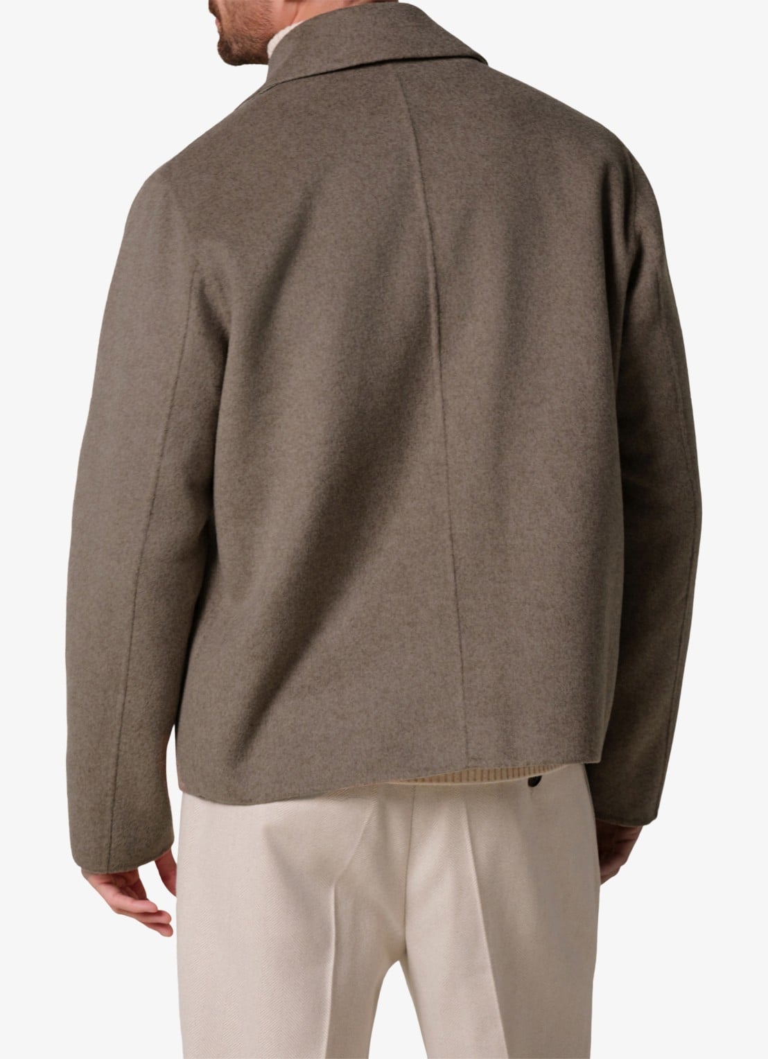 Profuomo Regular fit overshirt van wol - achterkant 8 beige