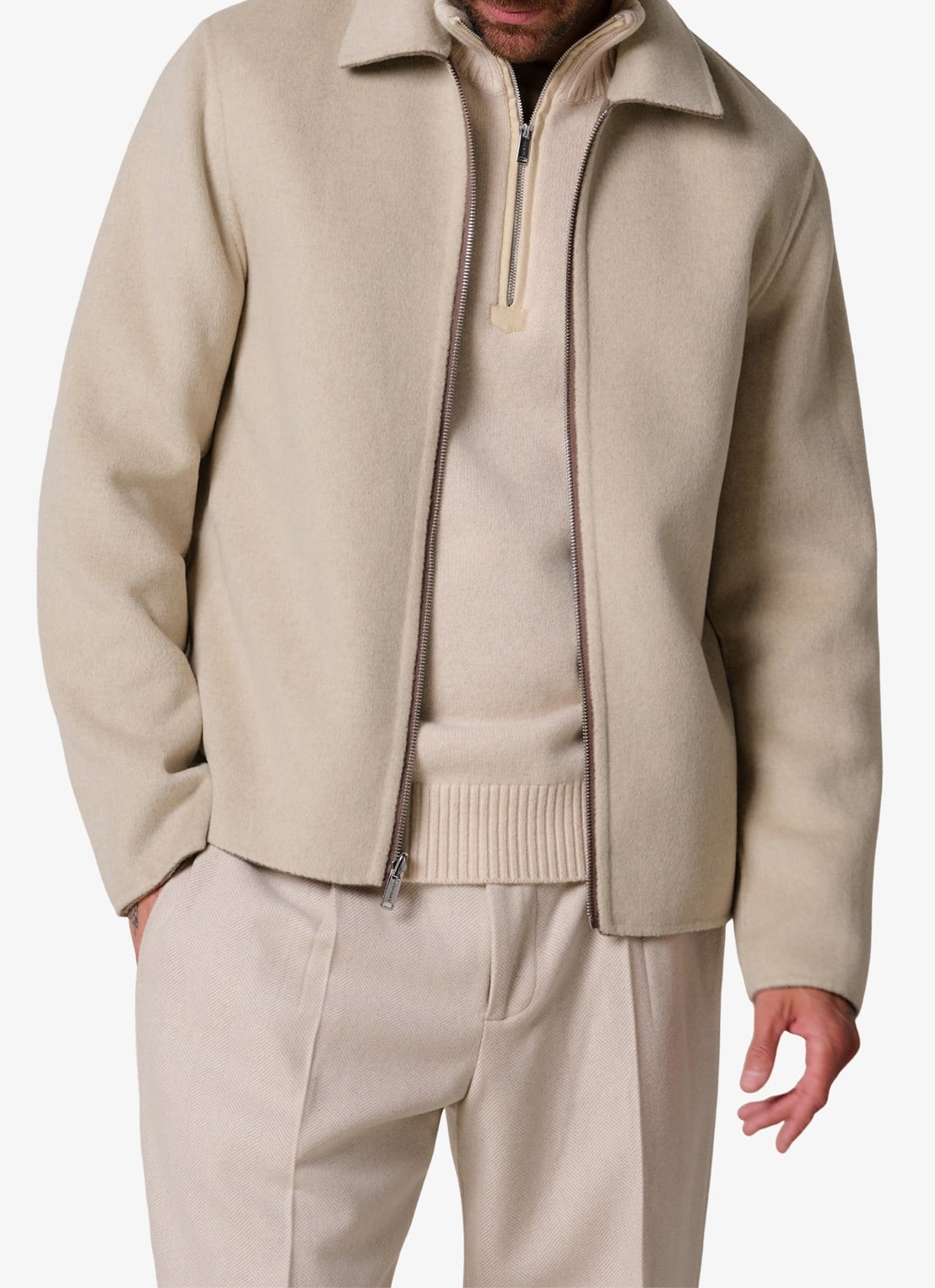 Profuomo Regular fit overshirt van wol - detail 7 beige