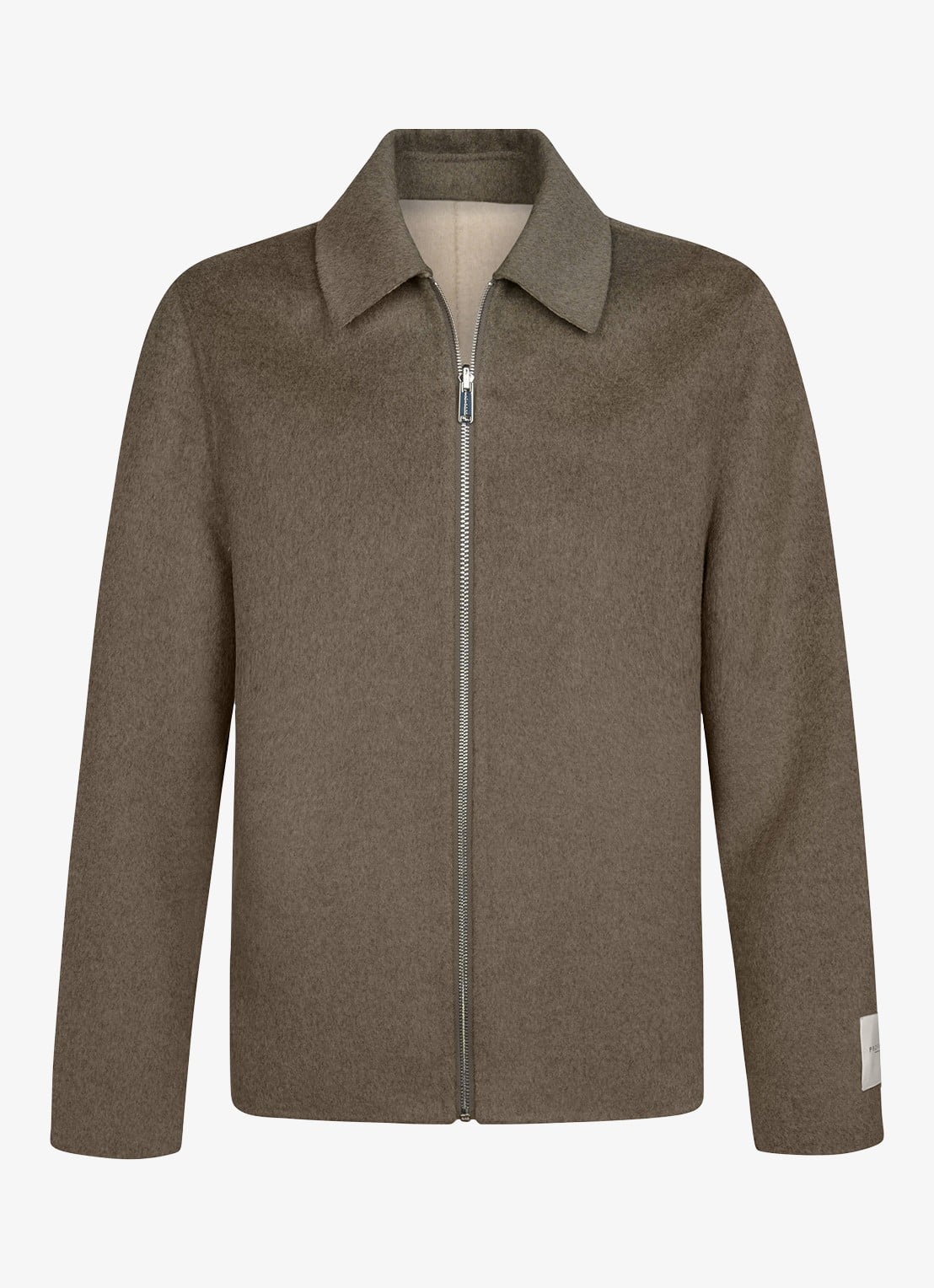 Profuomo Regular fit overshirt van wol - voorkant beige