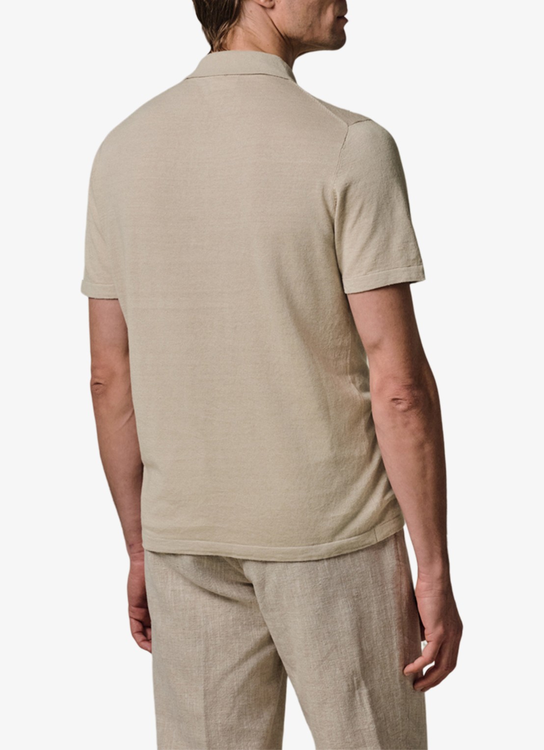 Profuomo Regular fit polo in linnenblend - achterkant beige
