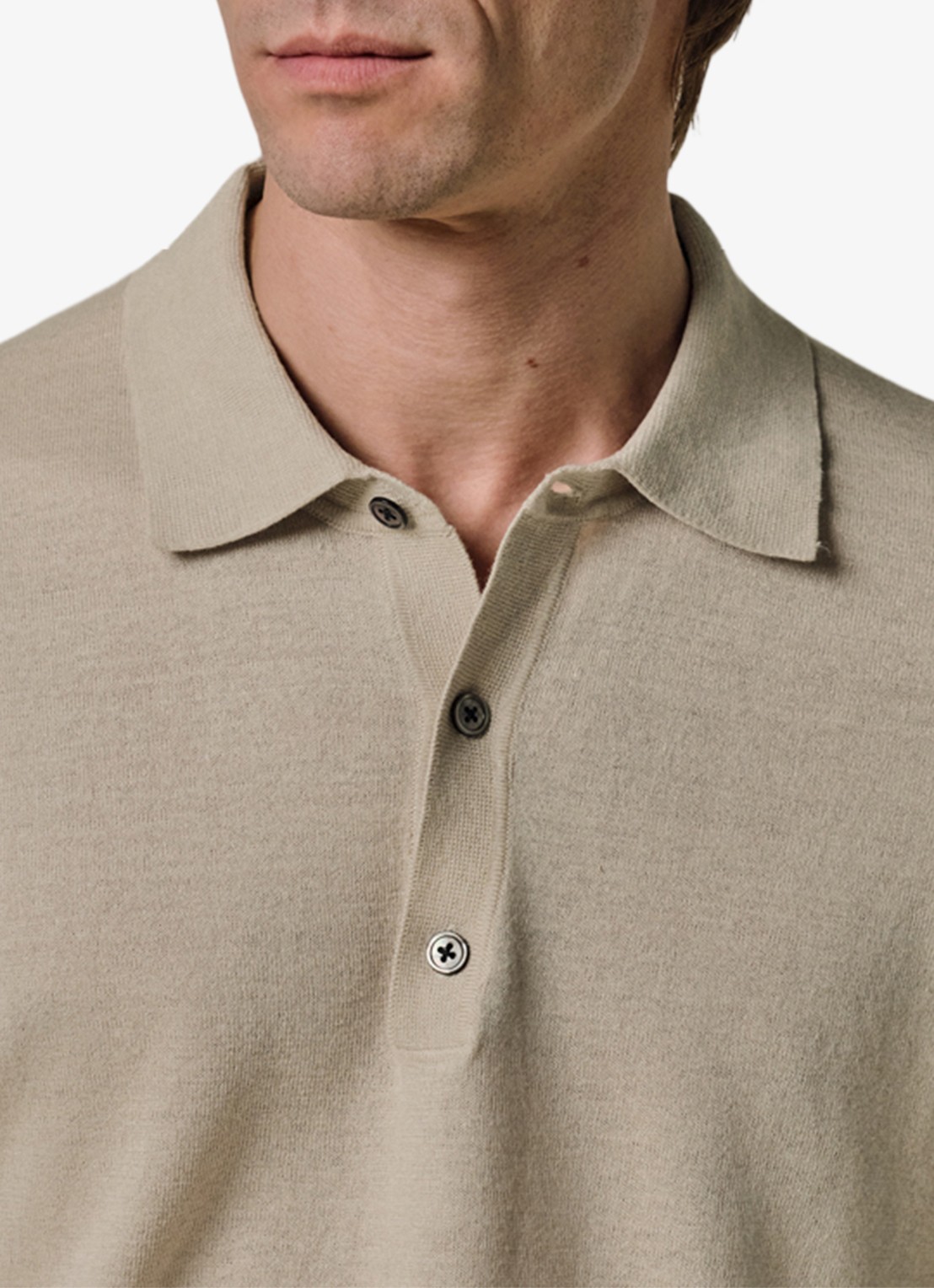 Profuomo Regular fit polo in linnenblend - detail 3 beige