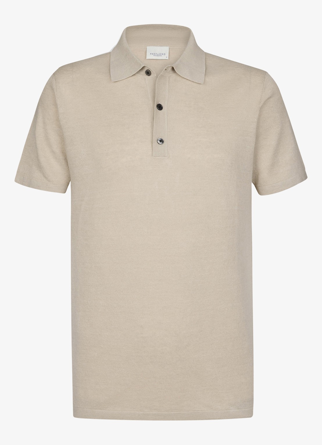Profuomo Regular fit polo in linnenblend - voorkant 5 beige