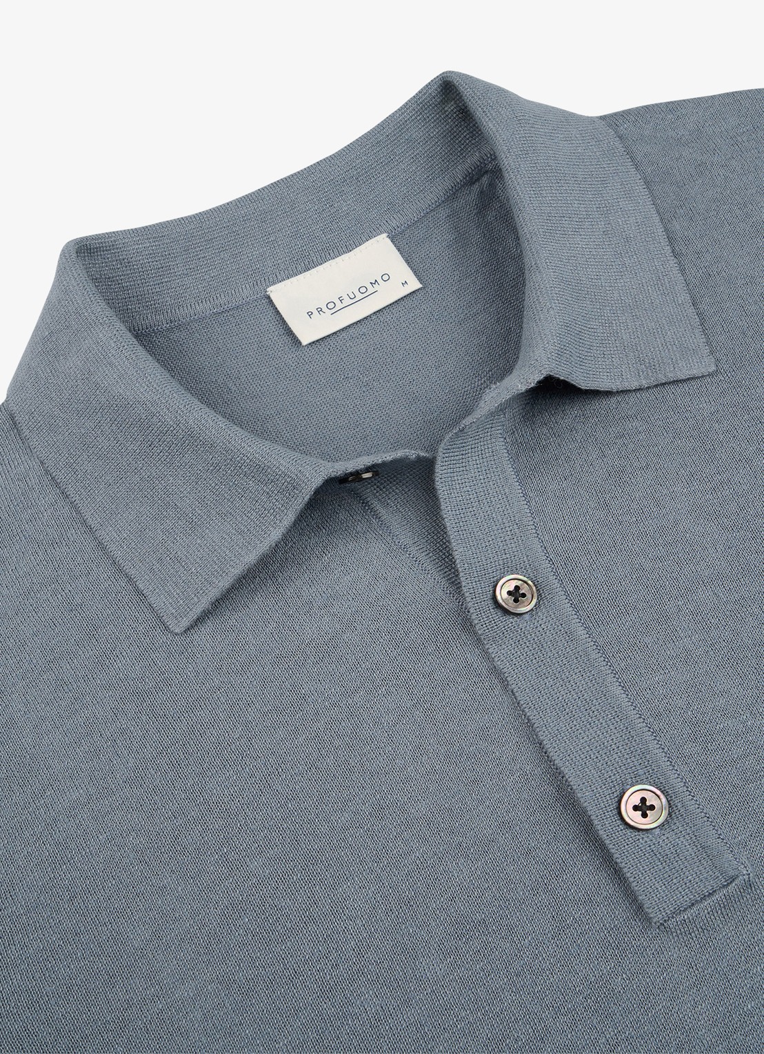 Profuomo Regular fit polo in linnenblend - detail 4 grijsblauw