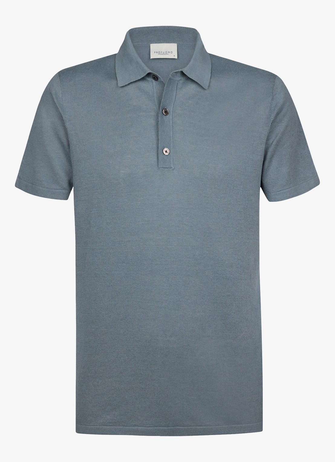 Profuomo Regular fit polo in linnenblend - voorkant 6 grijsblauw