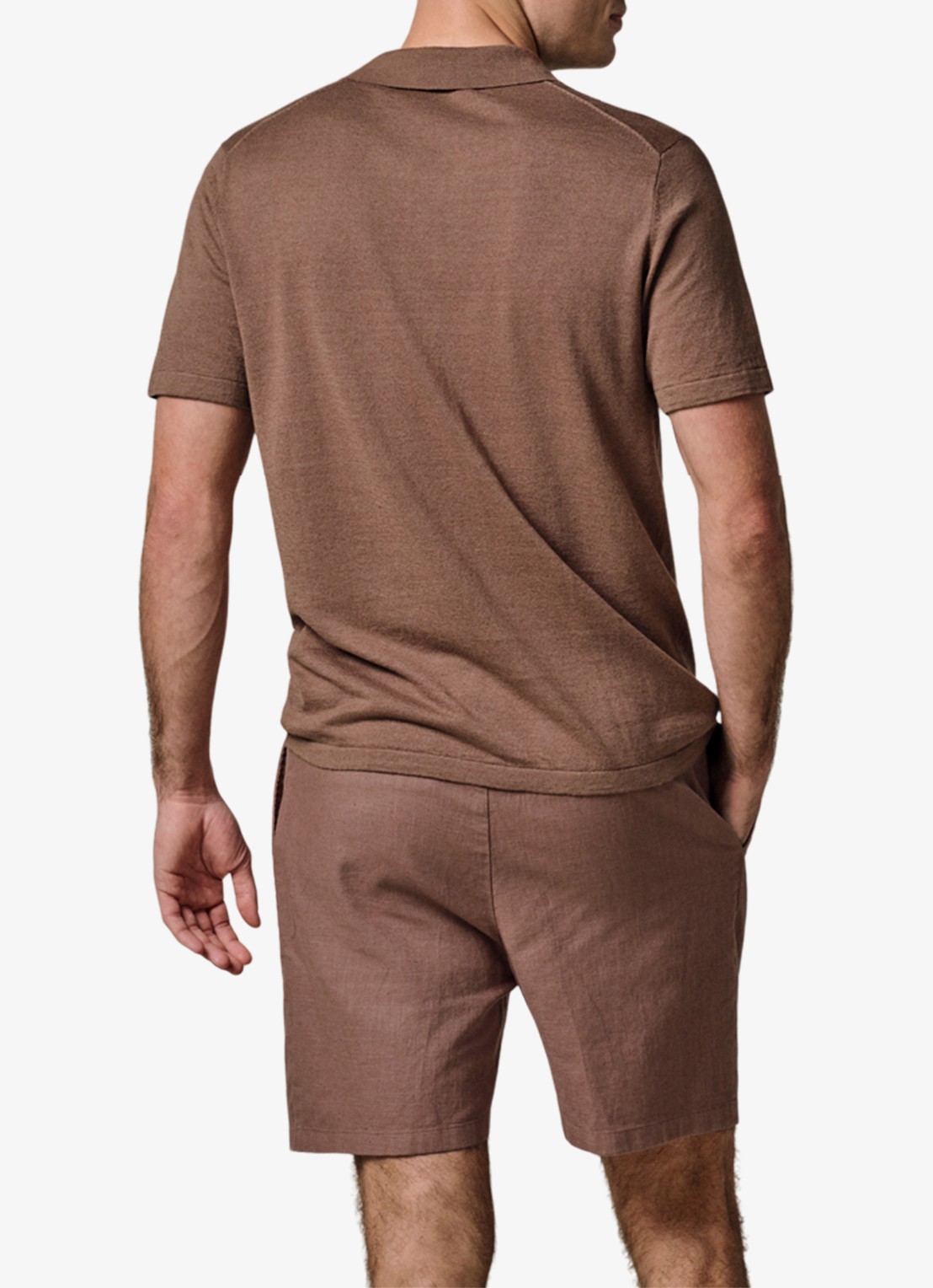 Profuomo Regular fit polo in linnenblend - achterkant clay
