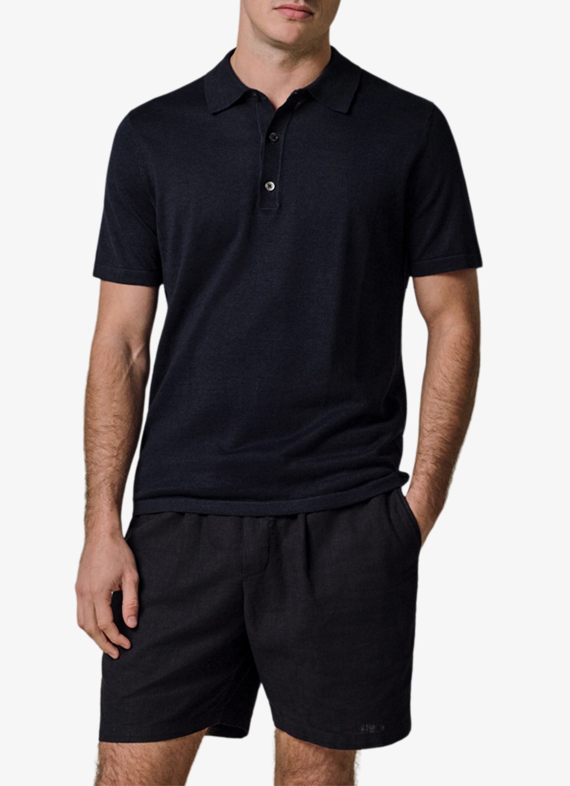 Profuomo Regular fit polo in linnenblend - detail 2 blauw