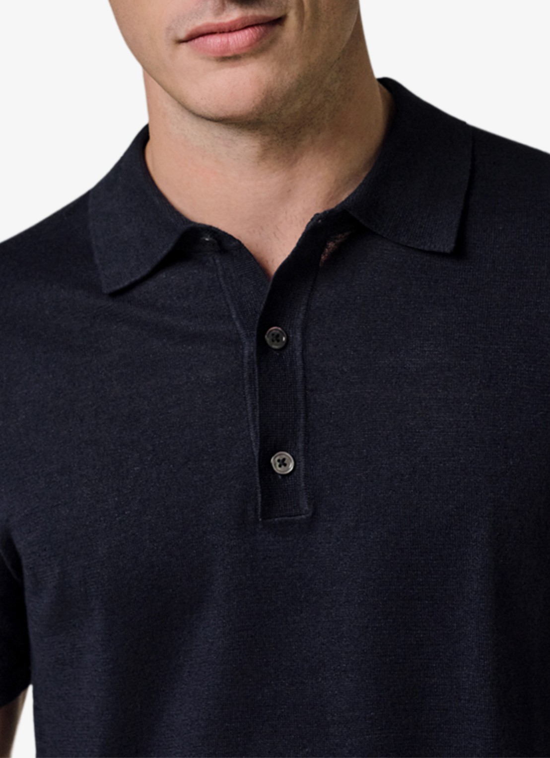 Profuomo Regular fit polo in linnenblend - detail 3 blauw