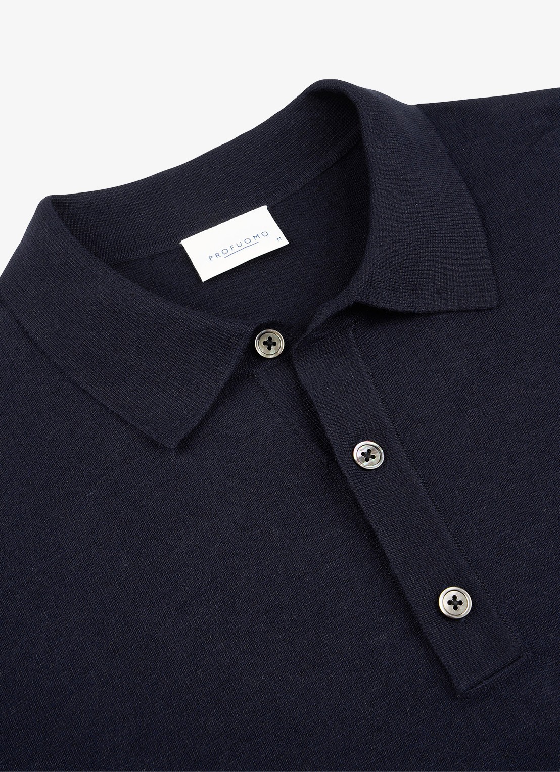 Profuomo Regular fit polo in linnenblend - detail 4 blauw