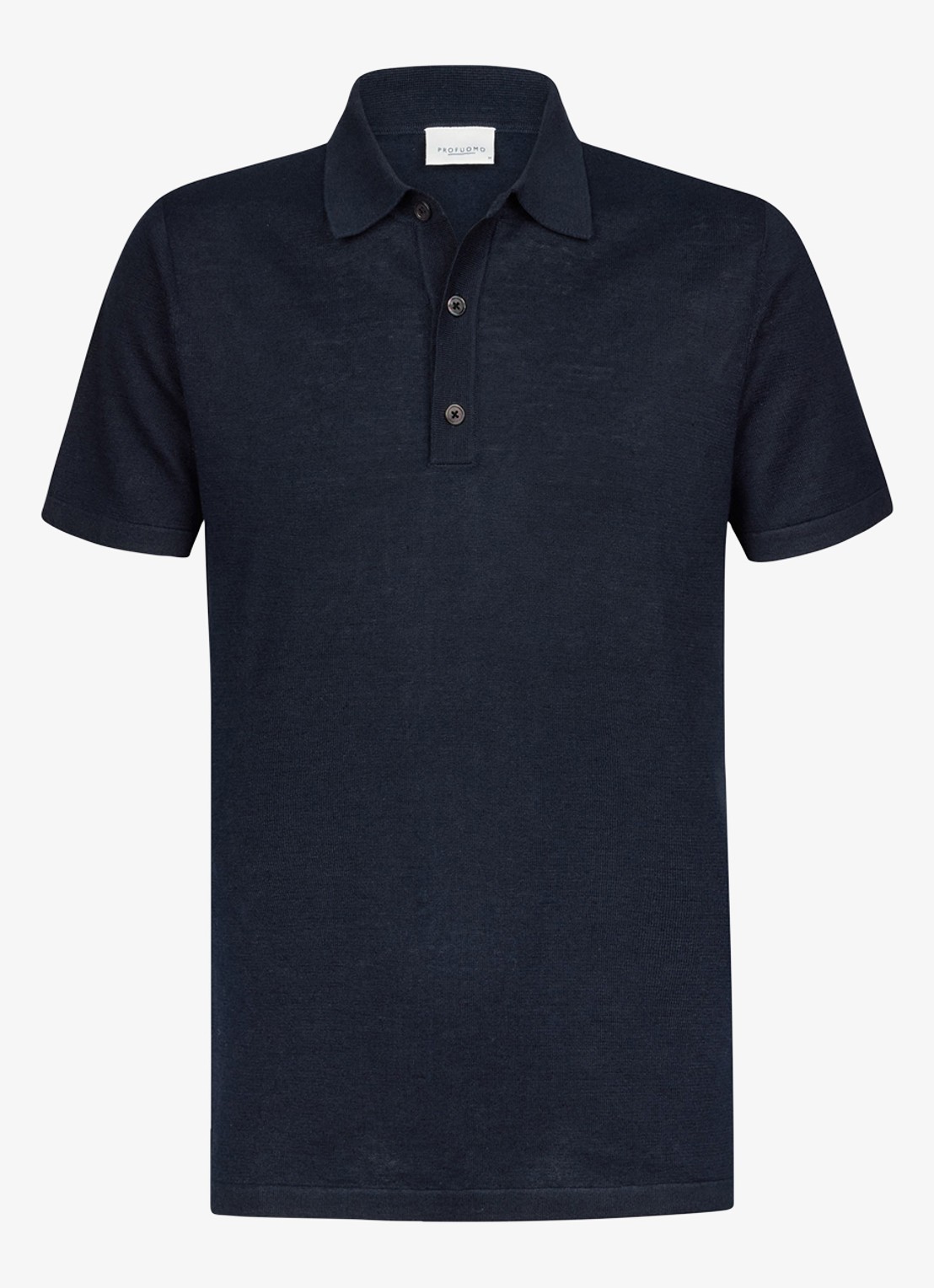 Profuomo Regular fit polo in linnenblend - voorkant 5 blauw