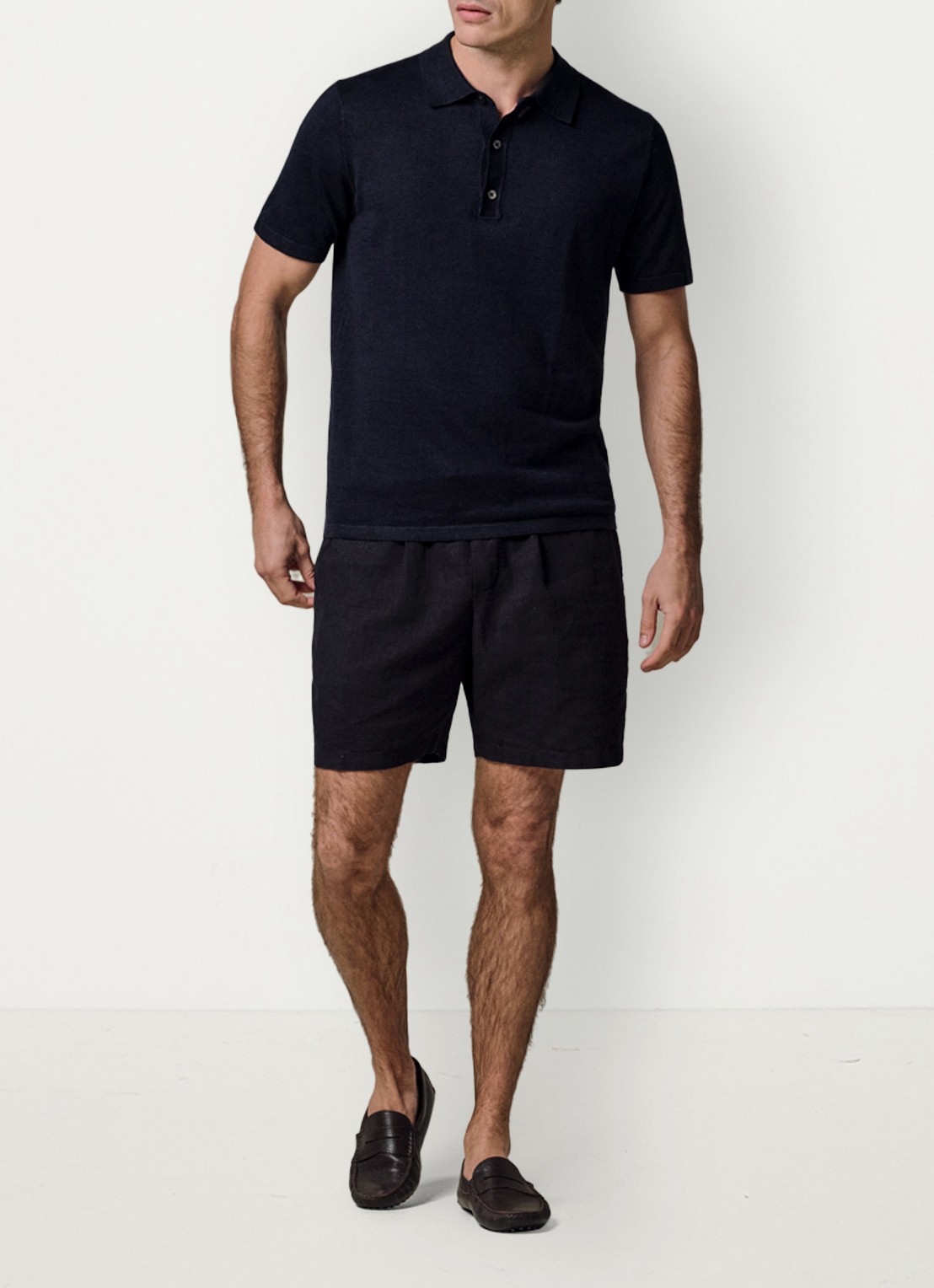 Profuomo Regular fit polo in linnenblend - voorkant 6 blauw